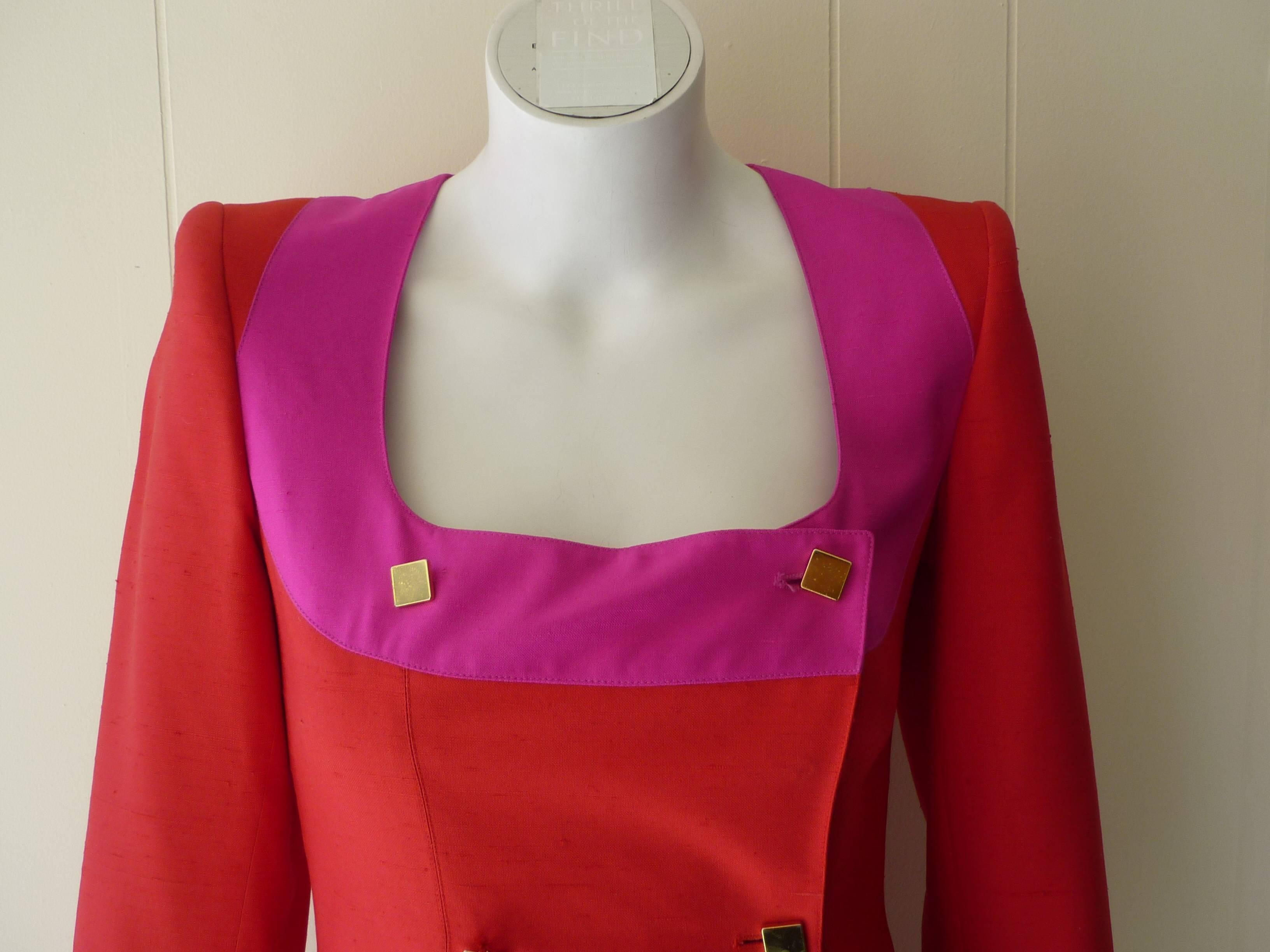 1980s Claude Montana Color Block Suit  In Excellent Condition In Port Hope, ON