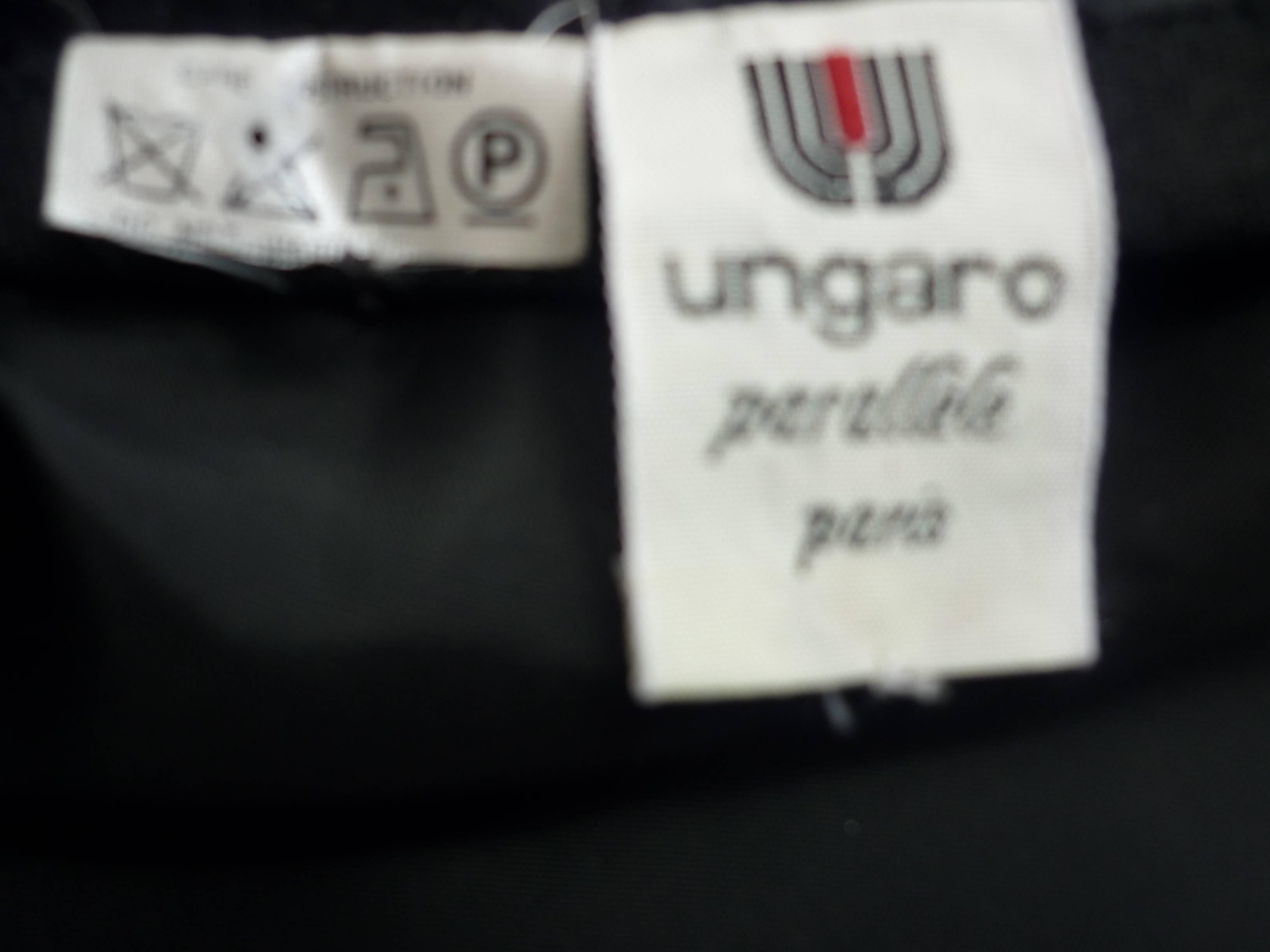 Ungaro Ostrich Print Black Ruched Sides Skirt, 1990s  In Excellent Condition For Sale In Port Hope, ON