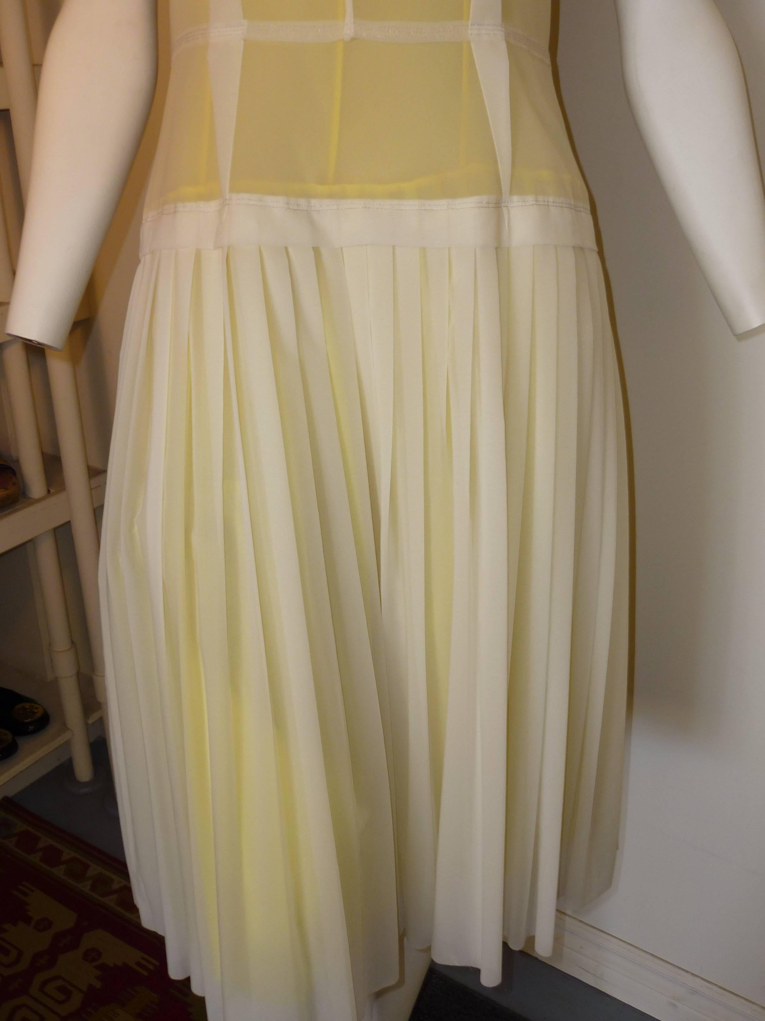 Brown Marc Jacobs Dropped Waist Pale Yellow Dress (4)