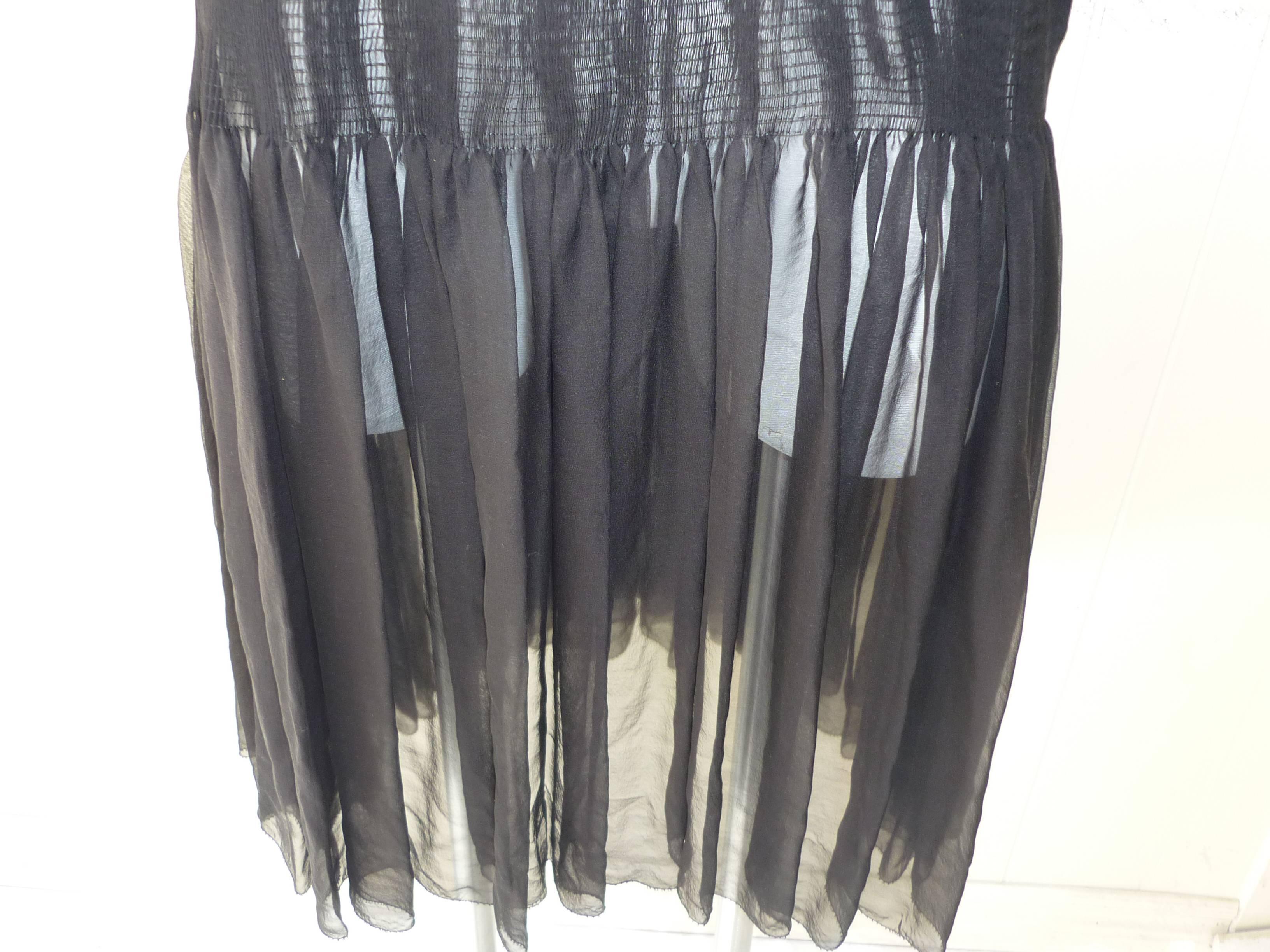 Stunning Rochas Sheer Black Silk Dress (42 itl) In Excellent Condition In Port Hope, ON