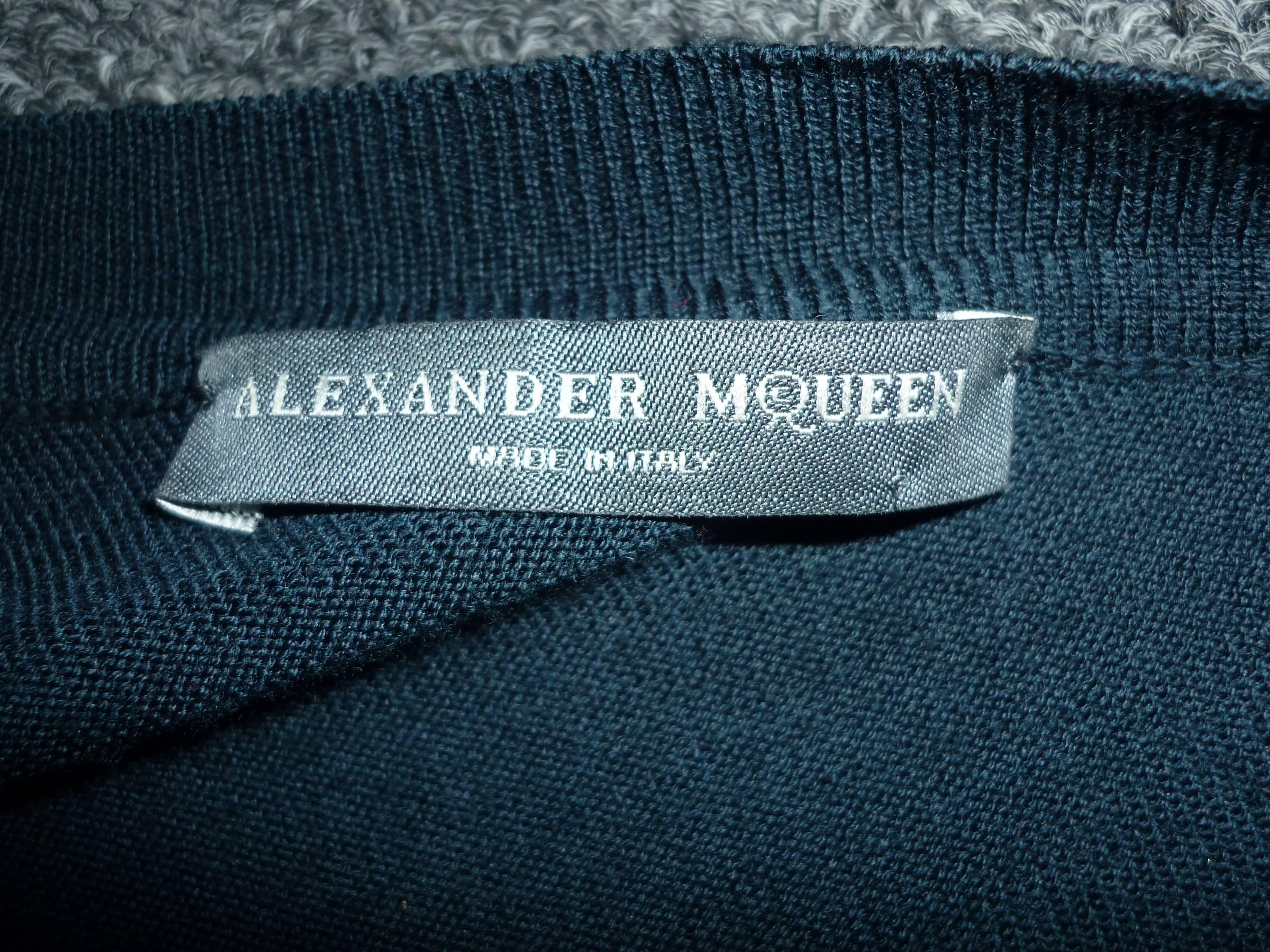 Alexander McQueen Fine Dark Green Wool Asymmetric Sweater Dress (S) 2
