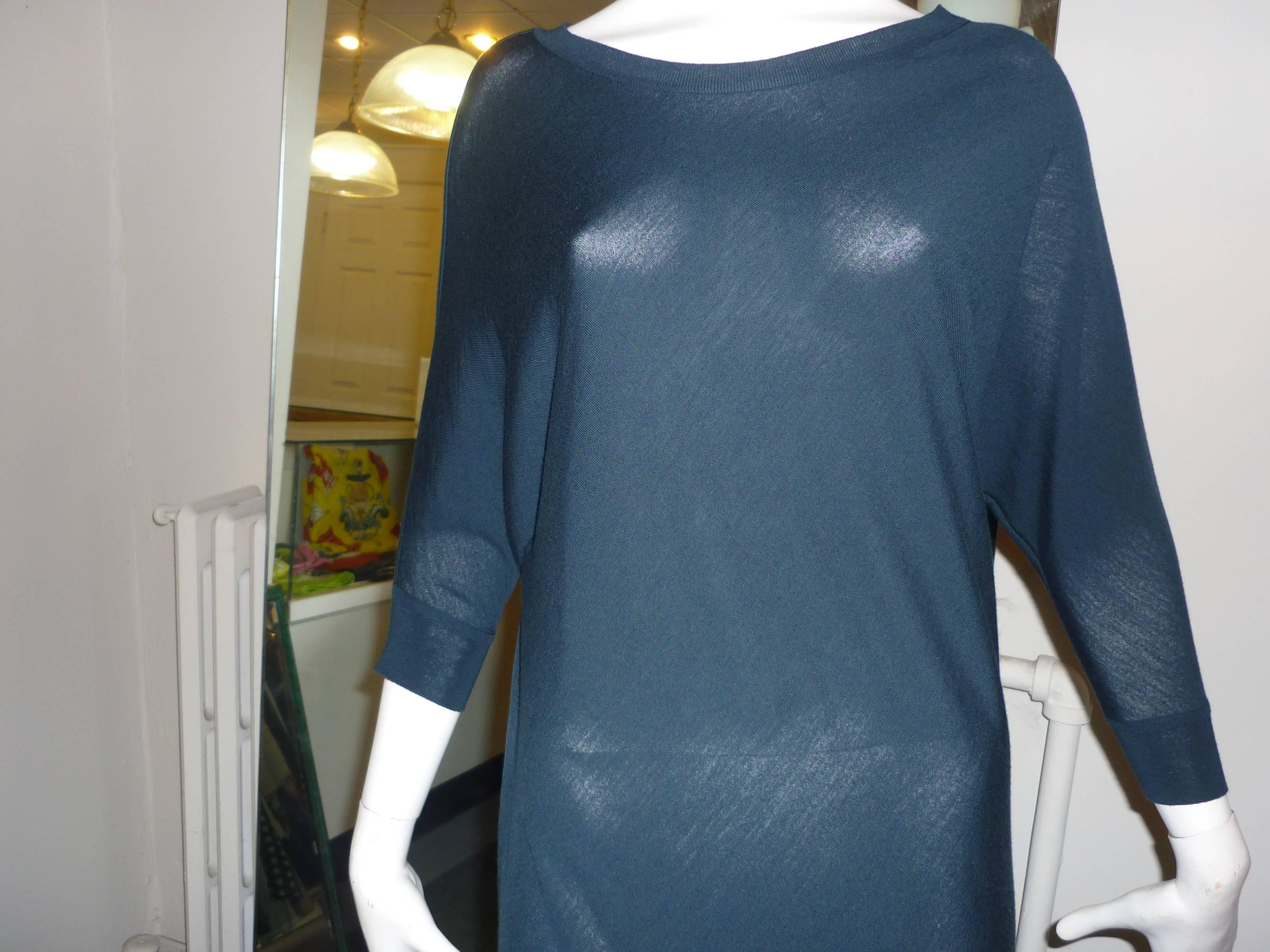 Alexander McQueen Fine Dark Green Wool Asymmetric Sweater Dress (S) 1