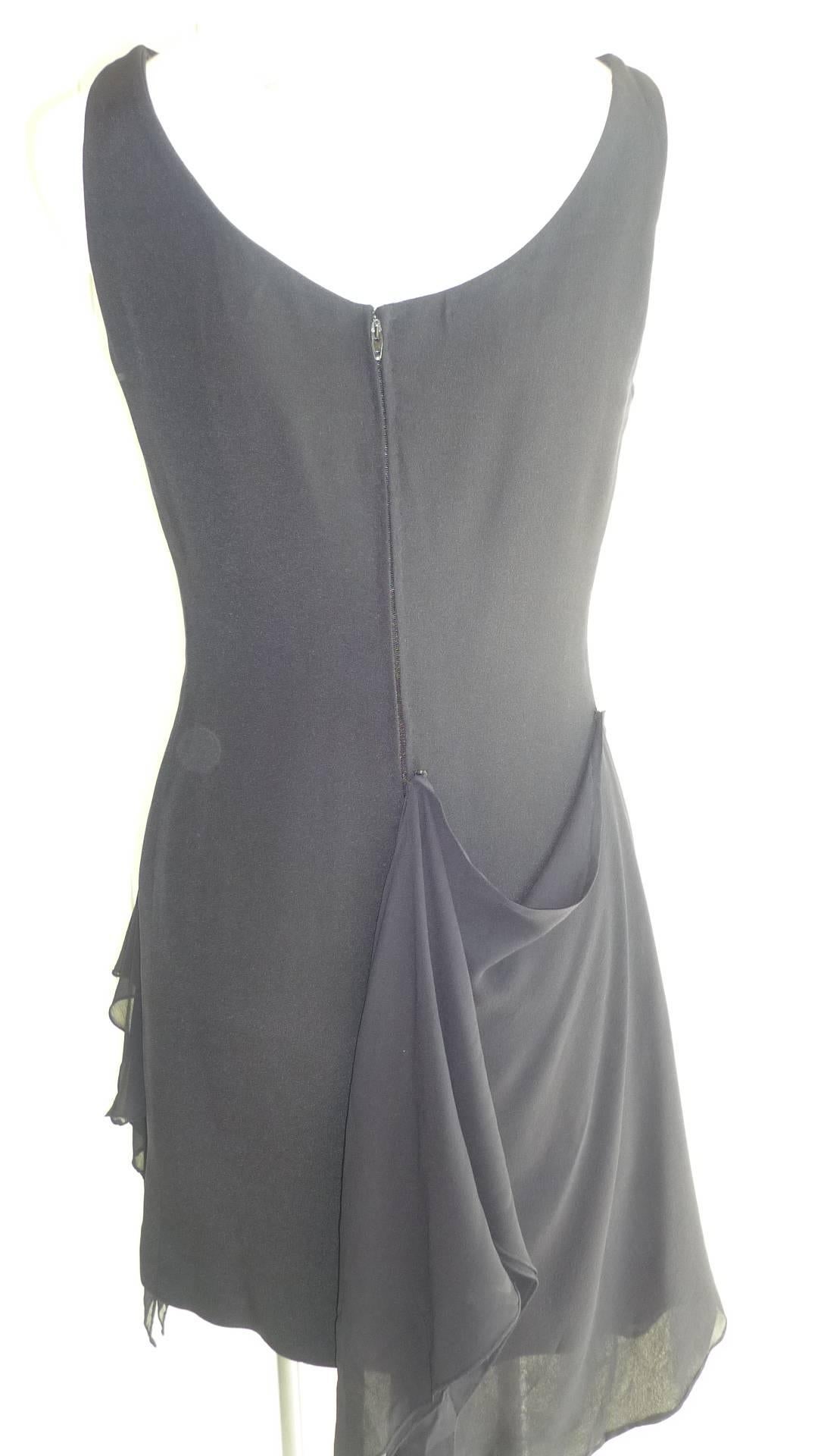 This is a beautiful and elegant LBD, with the addition of a draped chiffon overlay. Made in Italy.