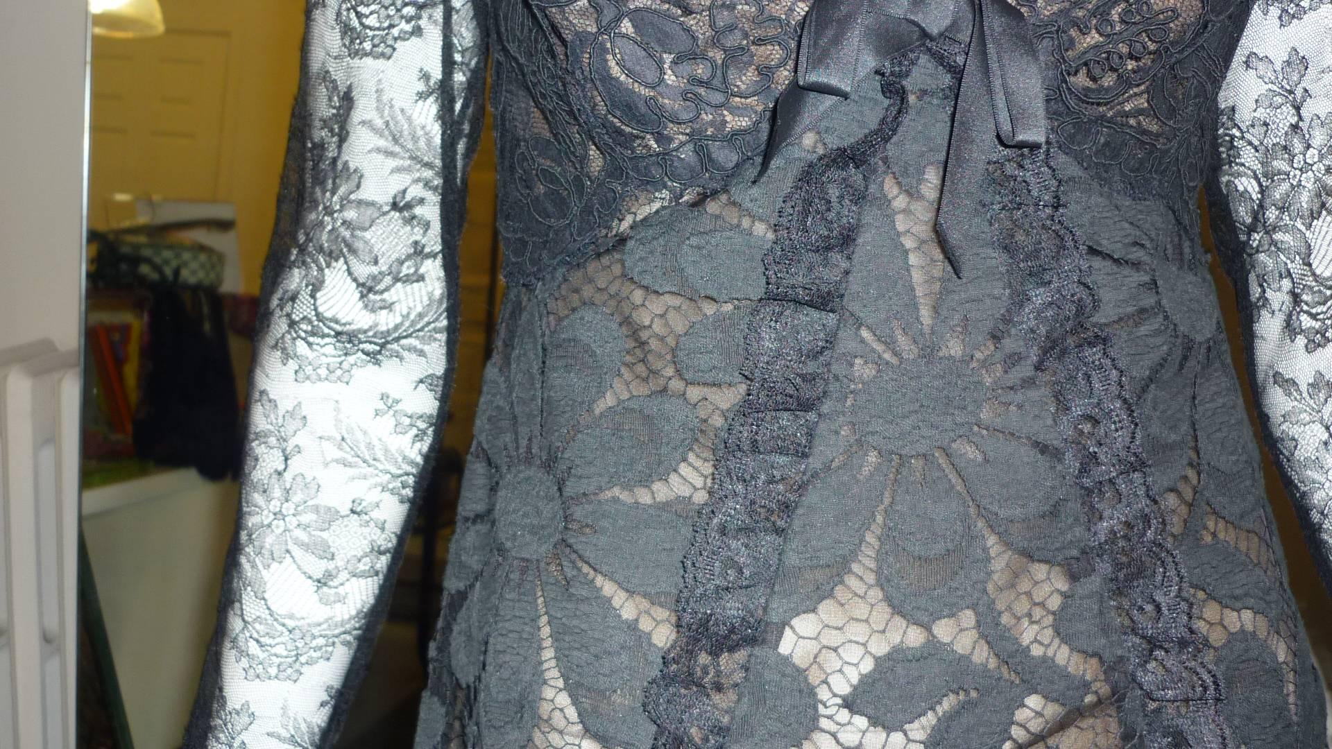 1970s Bill Blass Lace Dress in Black (S) In Excellent Condition In Port Hope, ON