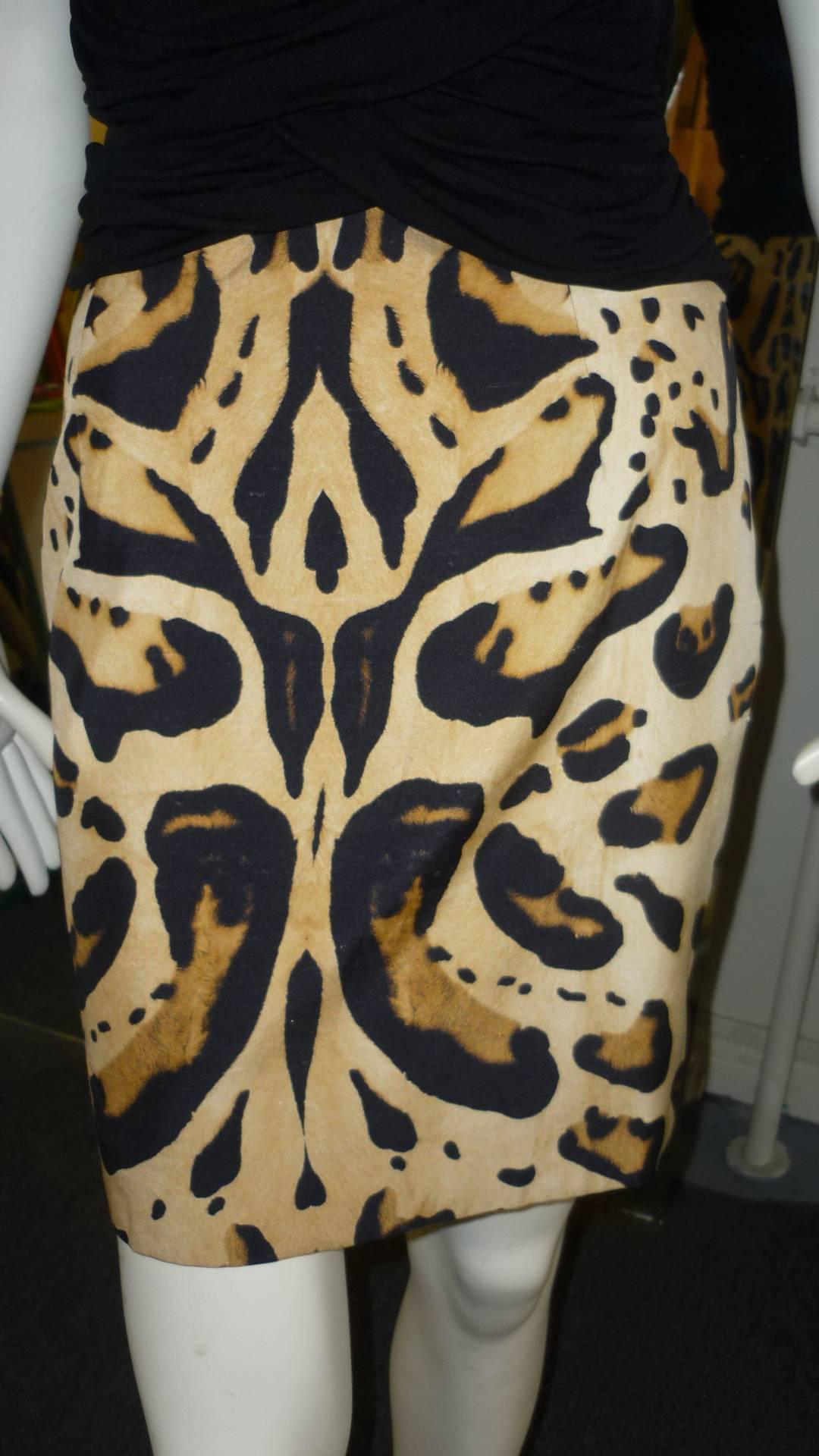 Black 2012 Giambattista Valli Leopard Print Silk Dress (40ITL)