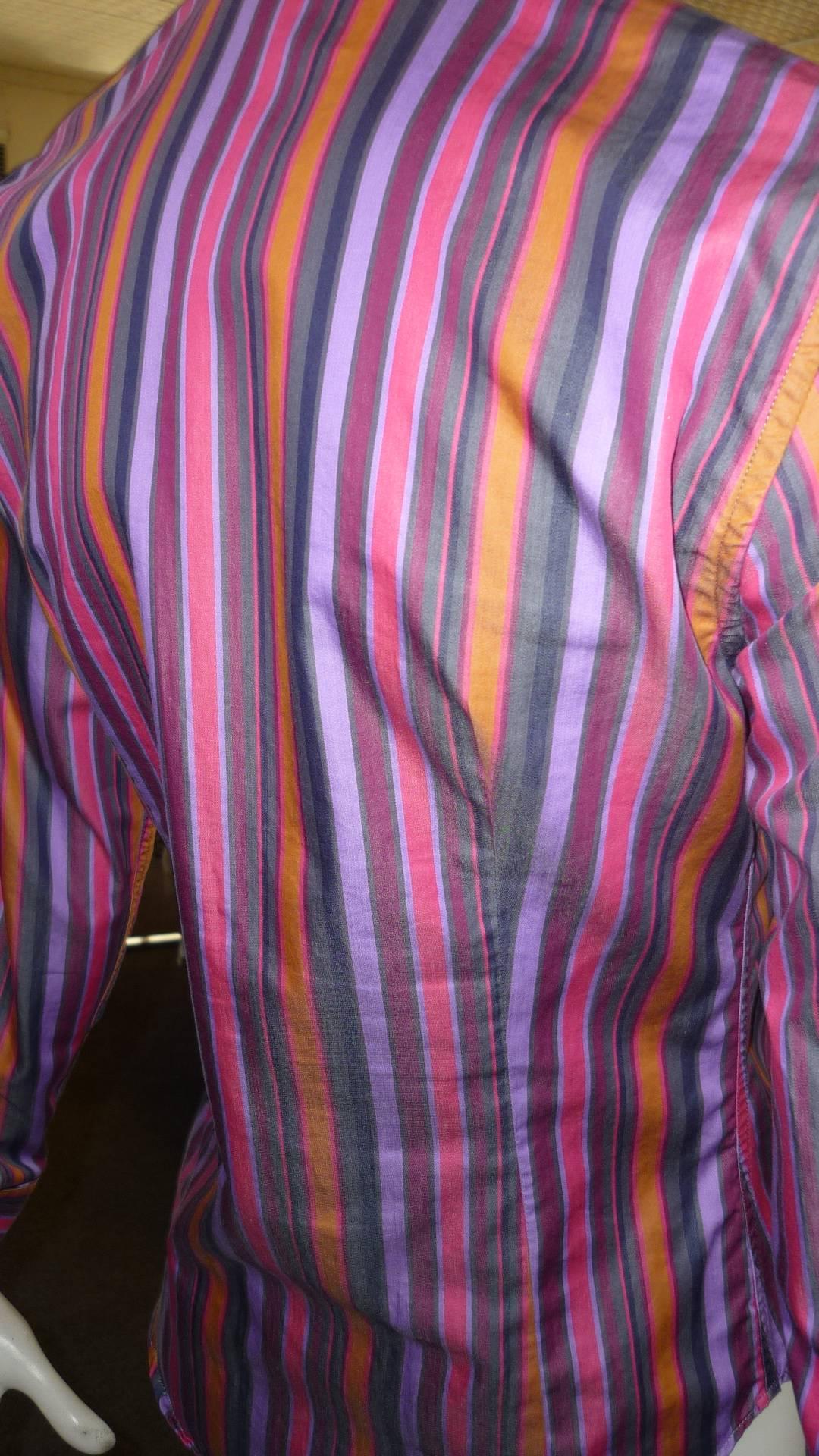 Gray Etro Cotton Striped Shirt (42 ITL)