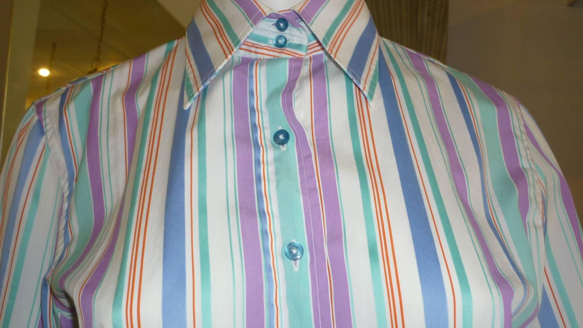 Etro Cotton Striped Shirt (46 ITL) In Excellent Condition In Port Hope, ON