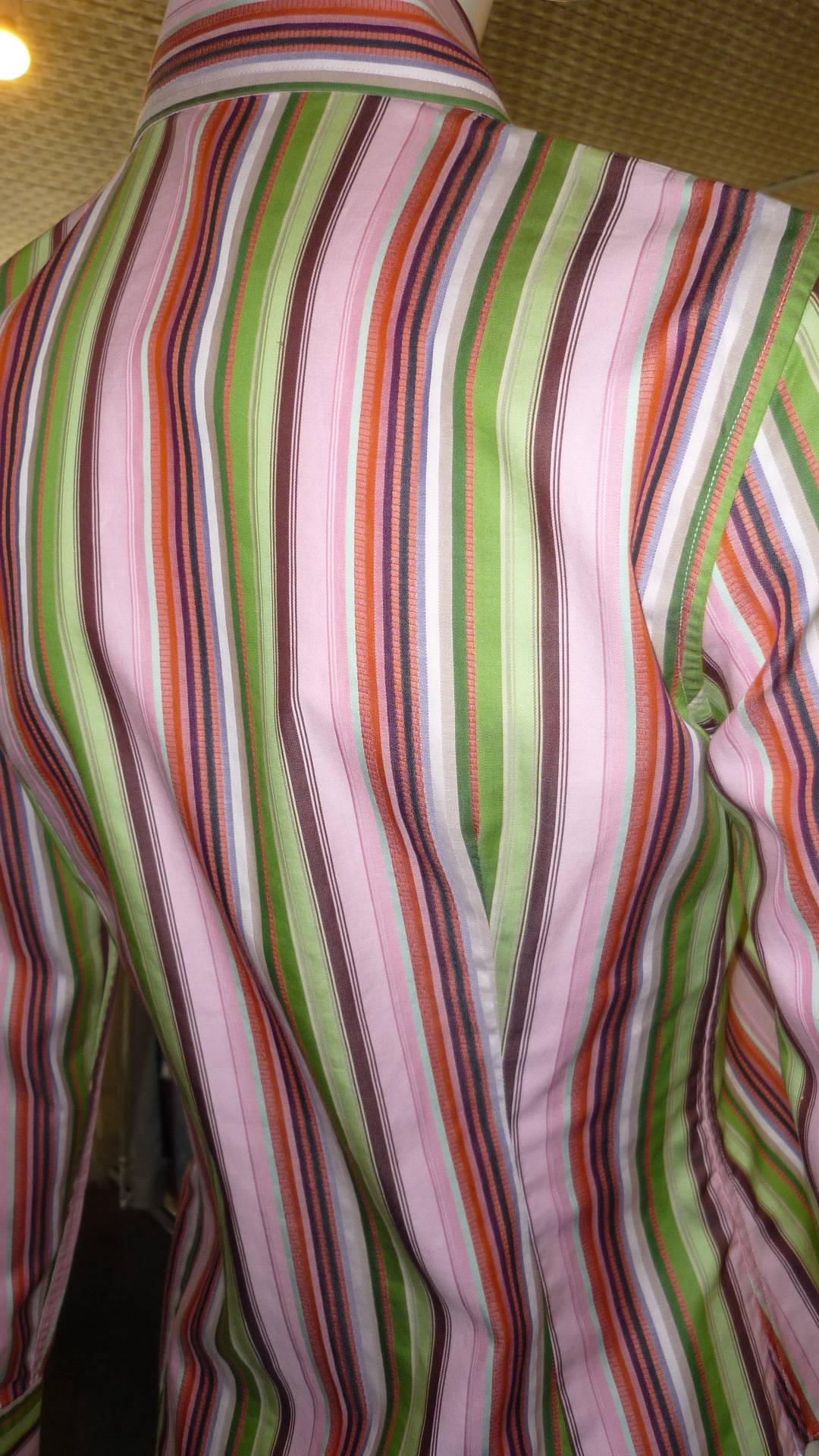 multi colored striped shirt