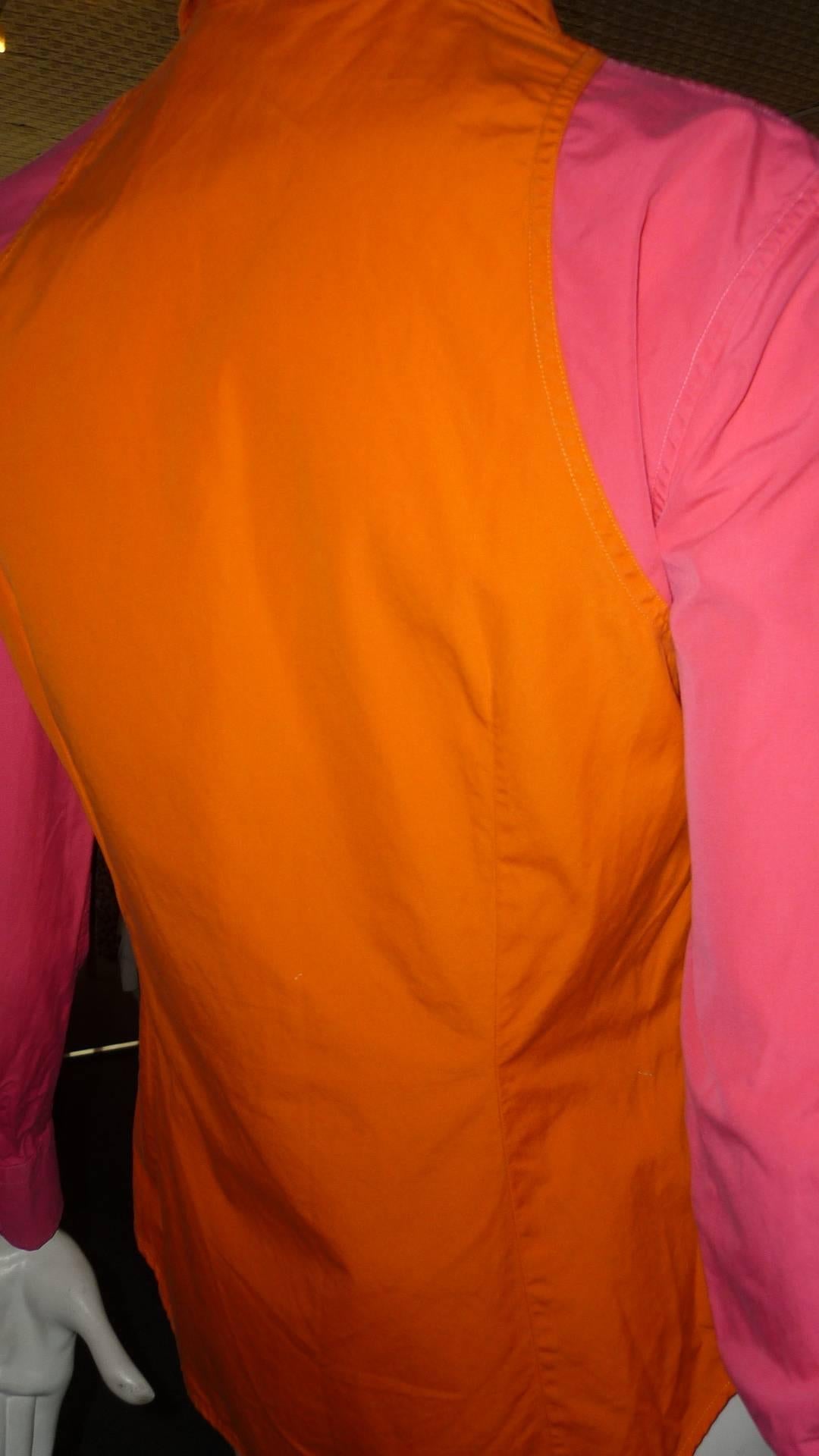 Orange ETRO Color Block Cotton Shirt (44 ITL)