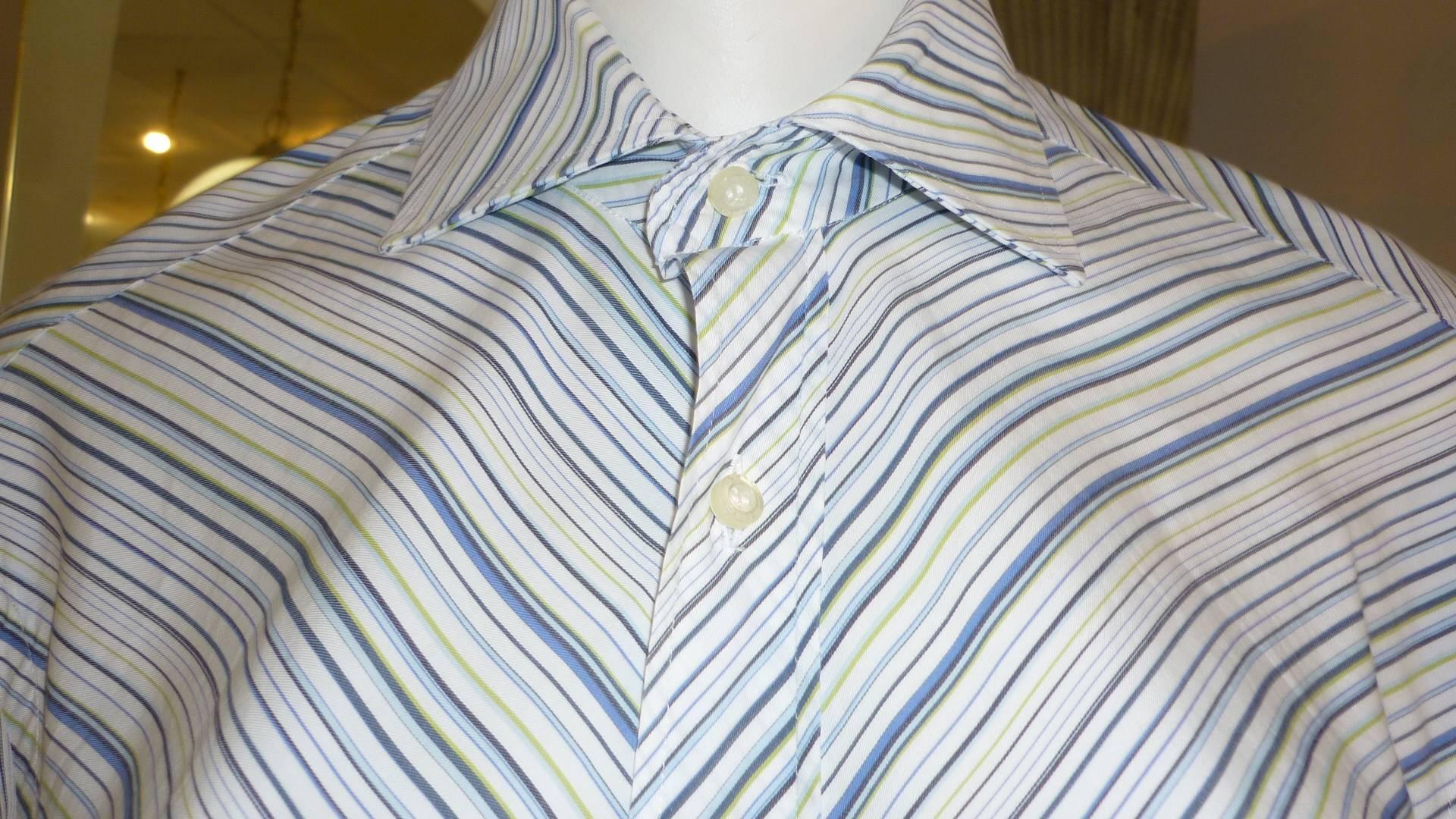 Very nice silky cotton Men's shirt with diagonal stripes.