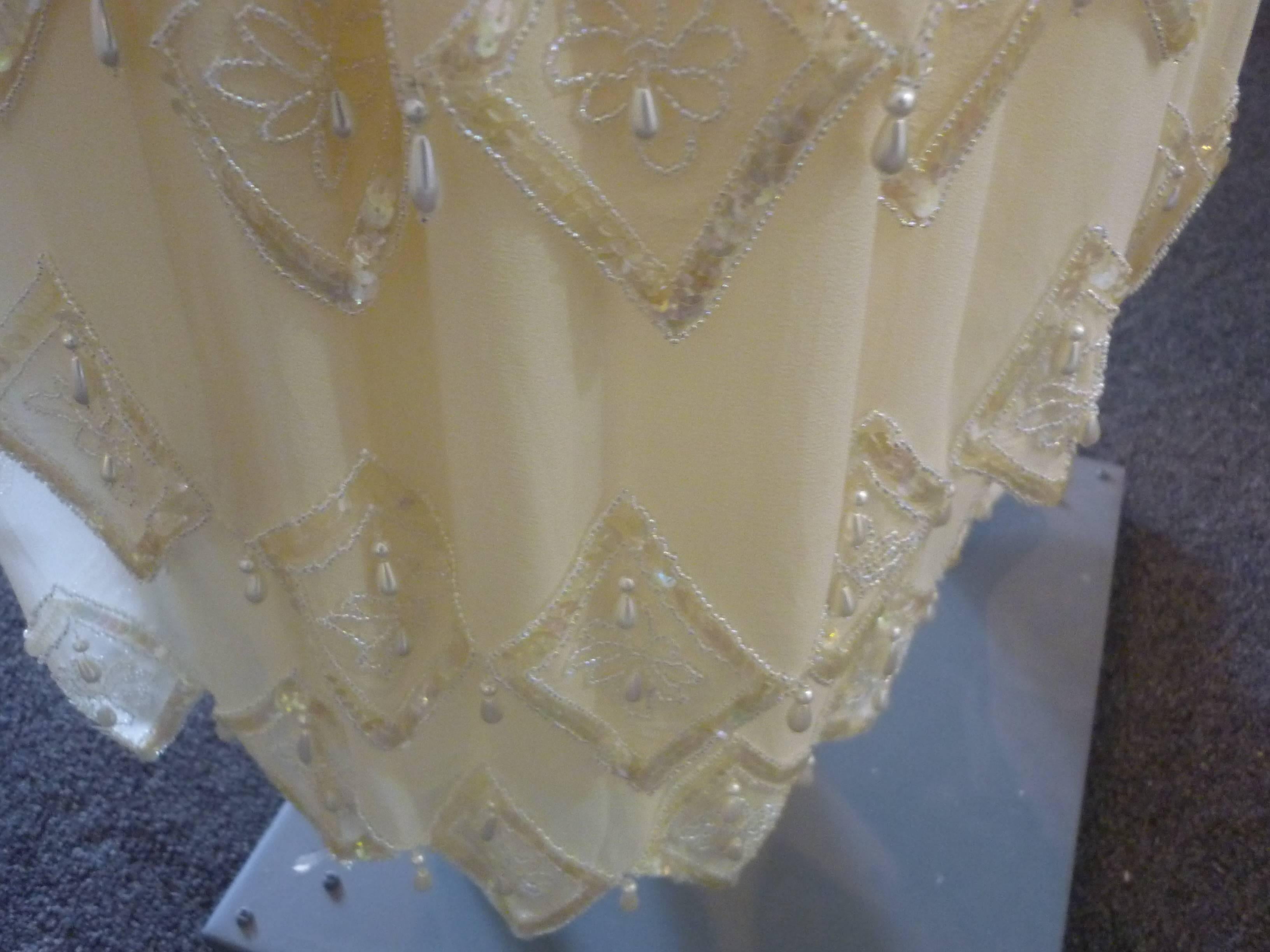 Beautiful Tailored Edwardian Style Beaded Silk Chiffon Dress In Excellent Condition In Port Hope, ON