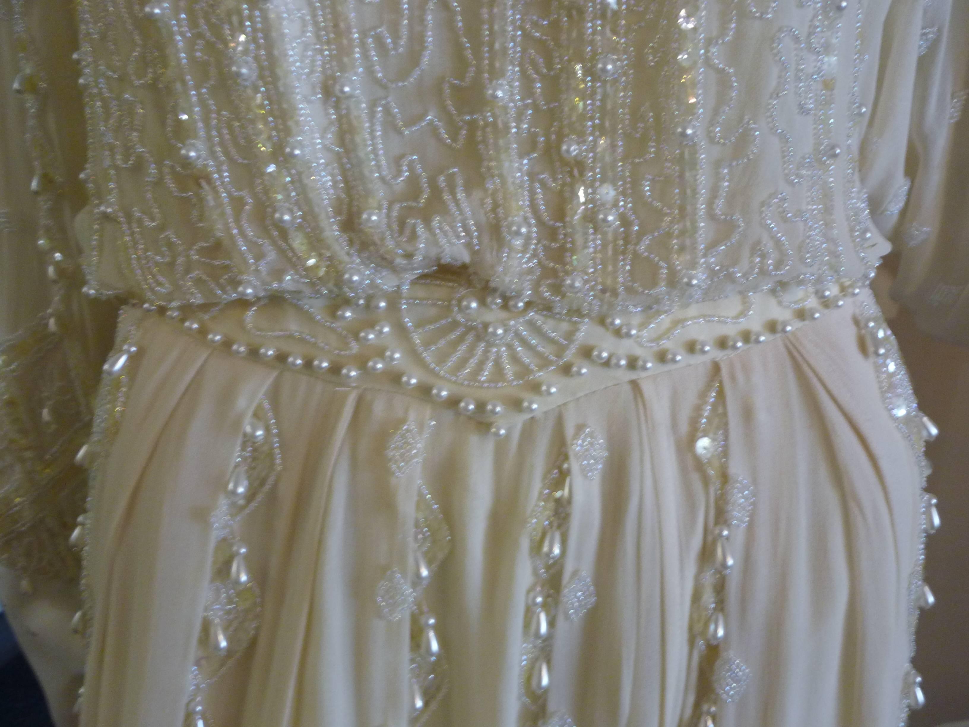 Beautiful Tailored Edwardian Style Beaded Silk Chiffon Dress 5