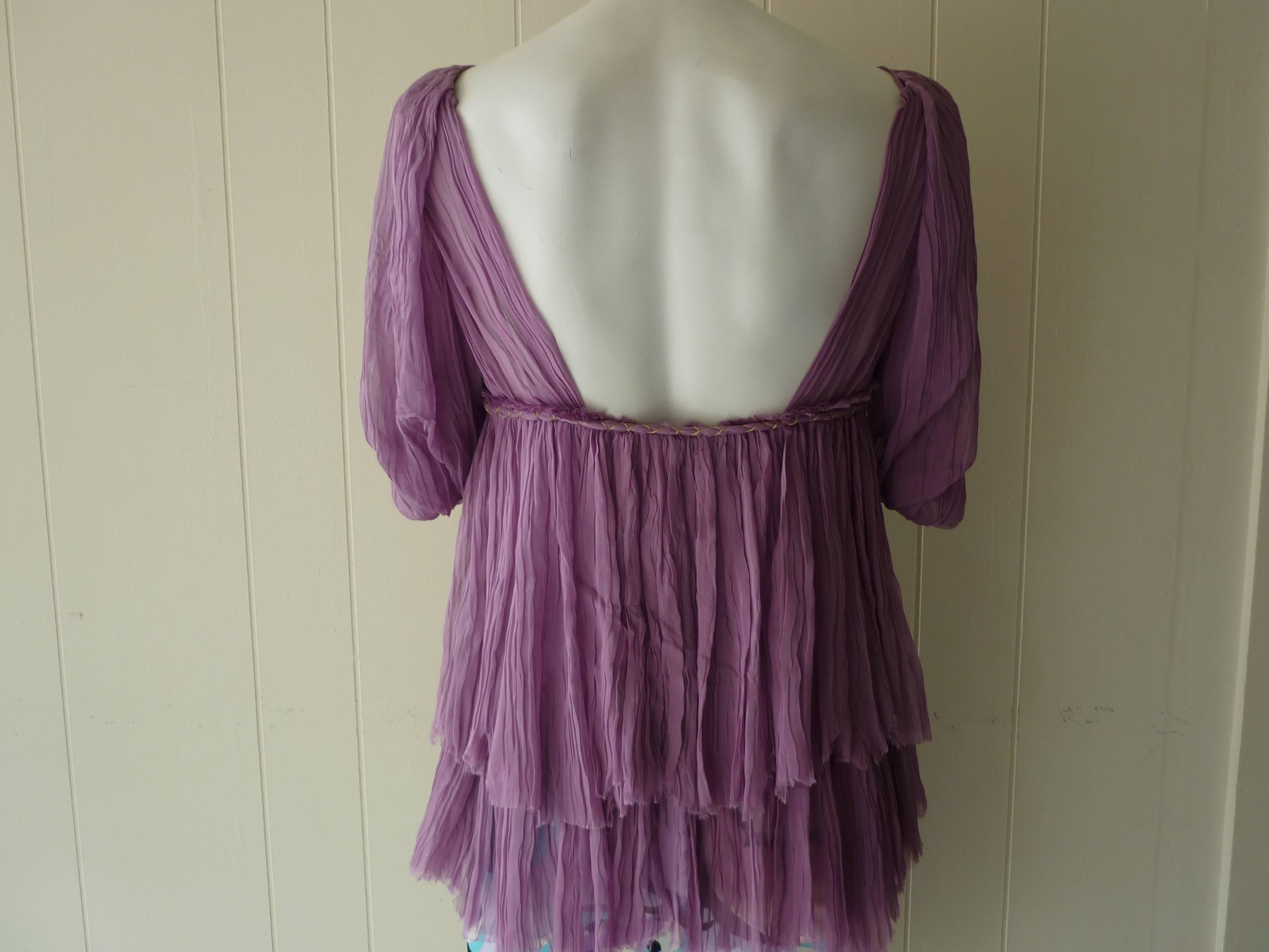 Gray Alberta Ferretti Purple Layered Silk Top (42 ITL)