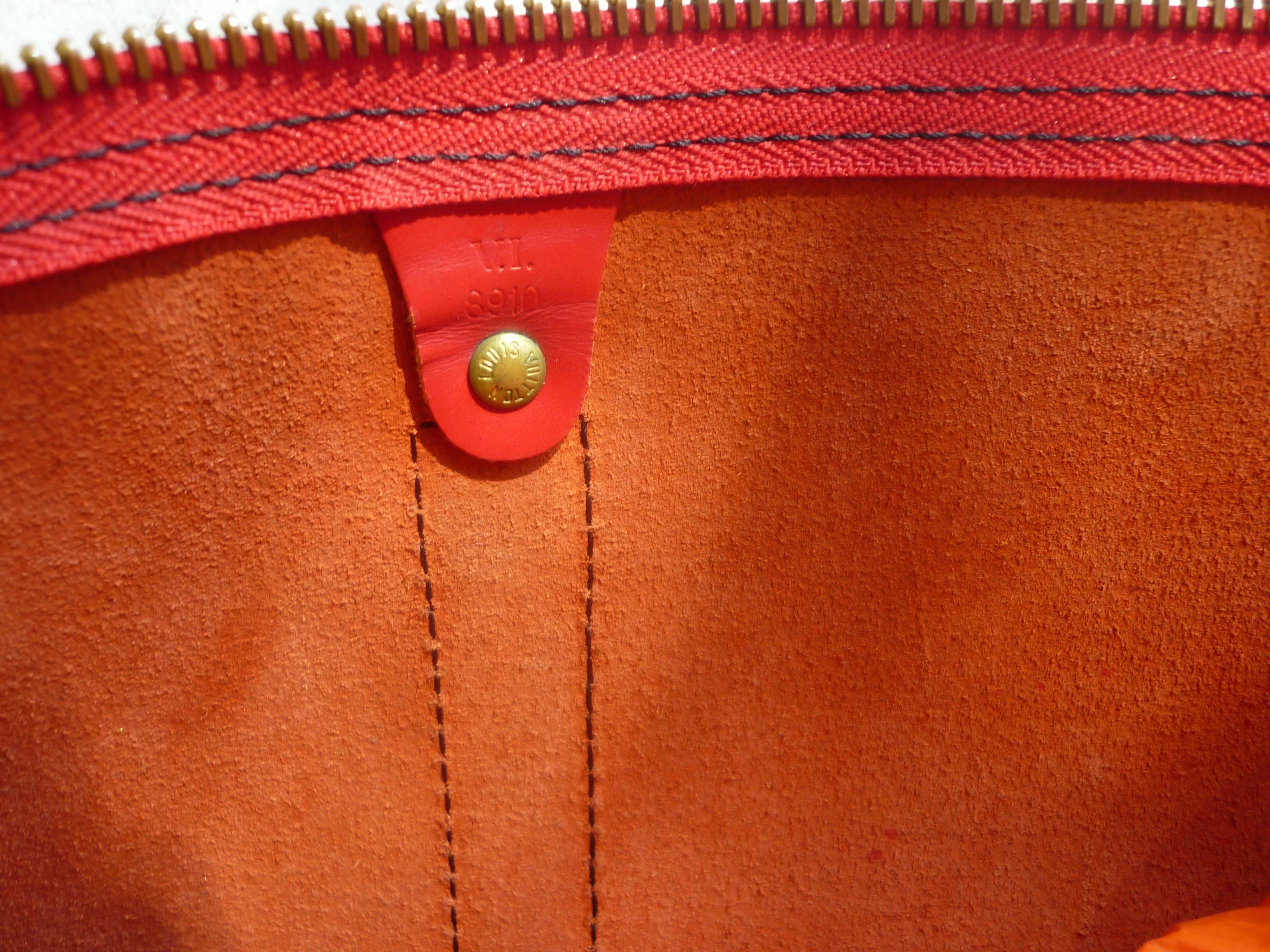 1989 Louis Vuitton 55 Red Epi Leather Travel Bag VI8910 4