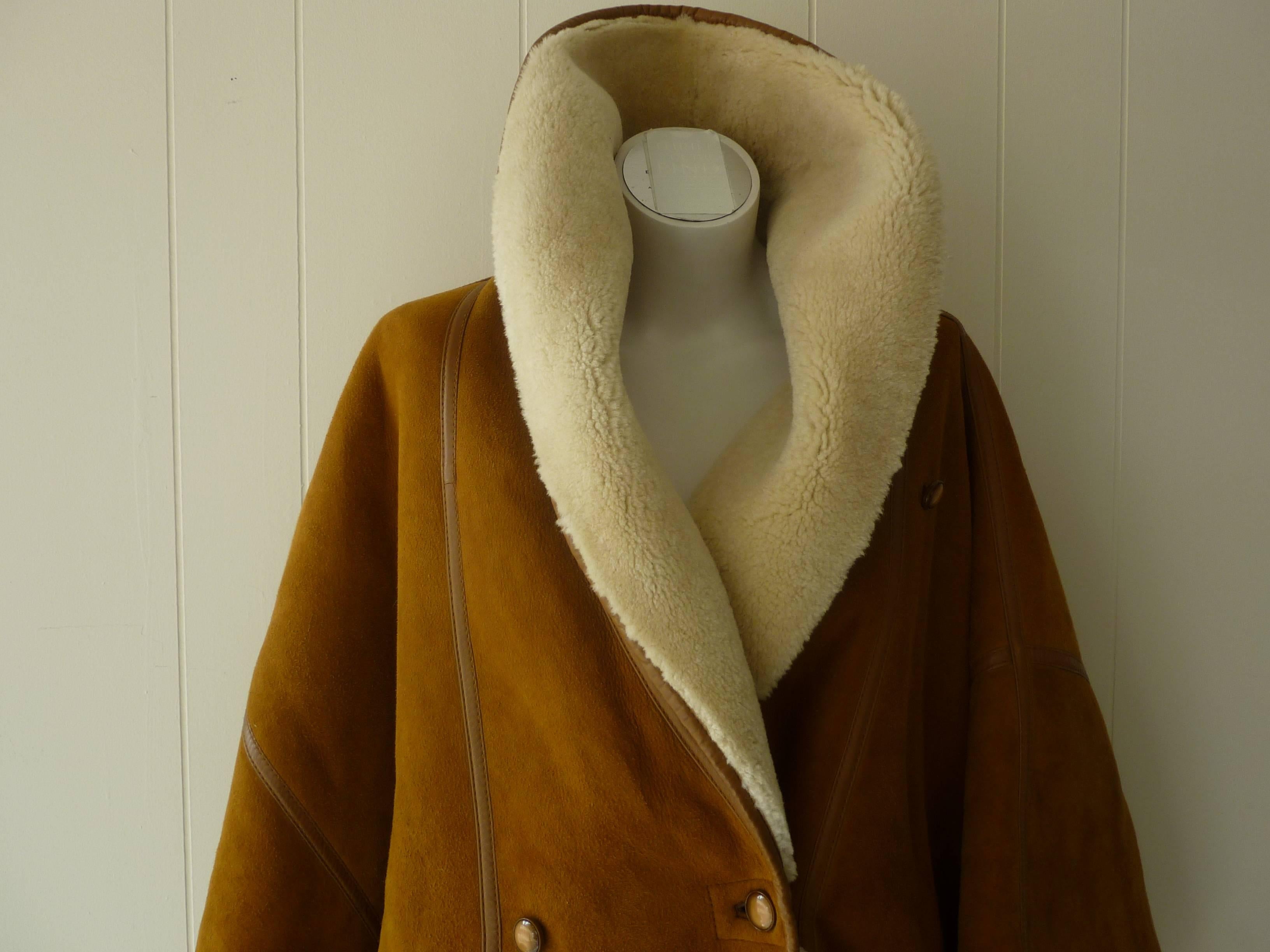 shearling cape coat