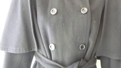 1970s Yves Saint Laurent RG Black Wool Coat with Detacheable Cape 34 (fr)