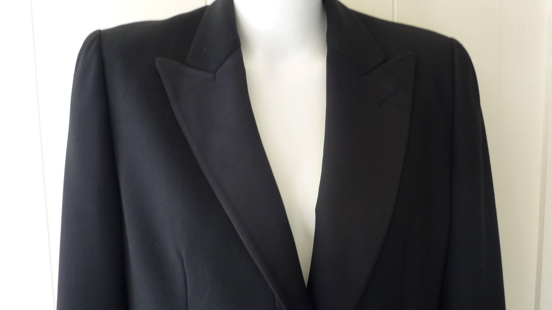 Women's 1990s Giorgio Armani Black Tuxedo Wool Pant Suit (12 US)