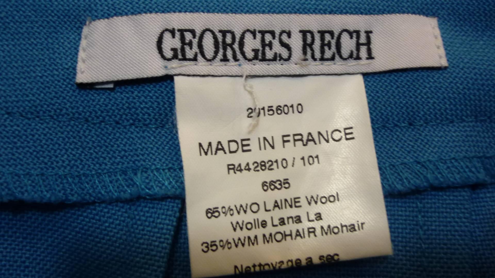 Georges Rech Aqua Blue Wool and Mohair Skirt Suit 2