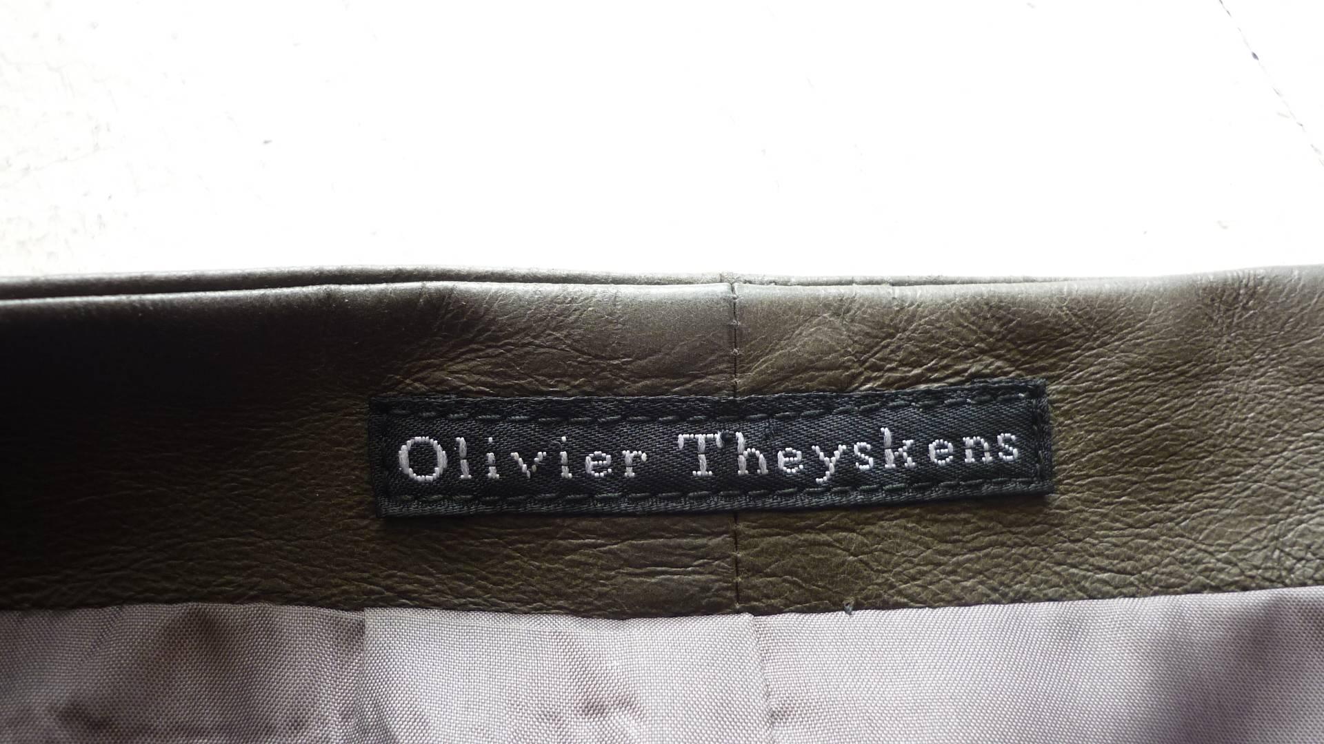 Women's Olivier Theyskens Olive Green Leather Top 