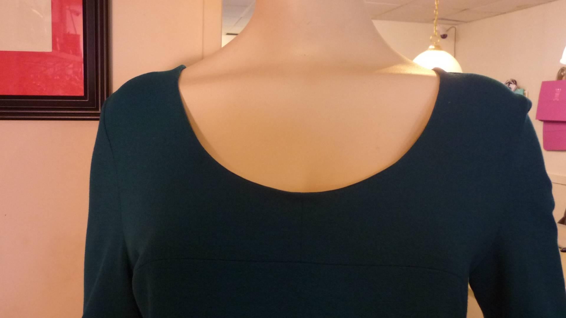 Wonderful Narciso Rodriguez Teal Scoop Neck Dress (44 Itl) In Excellent Condition In Port Hope, ON