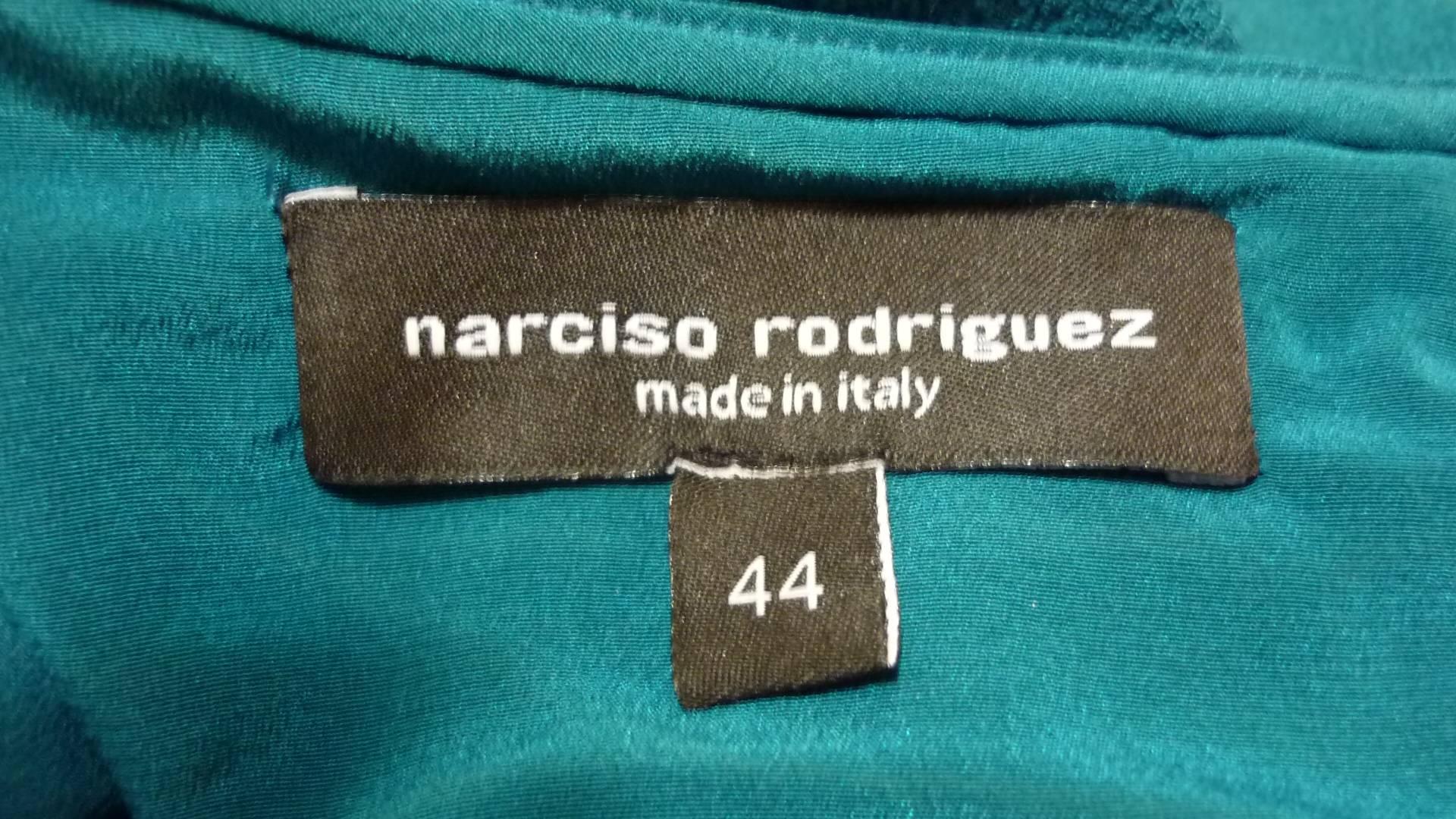 Wonderful Narciso Rodriguez Teal Scoop Neck Dress (44 Itl) 2