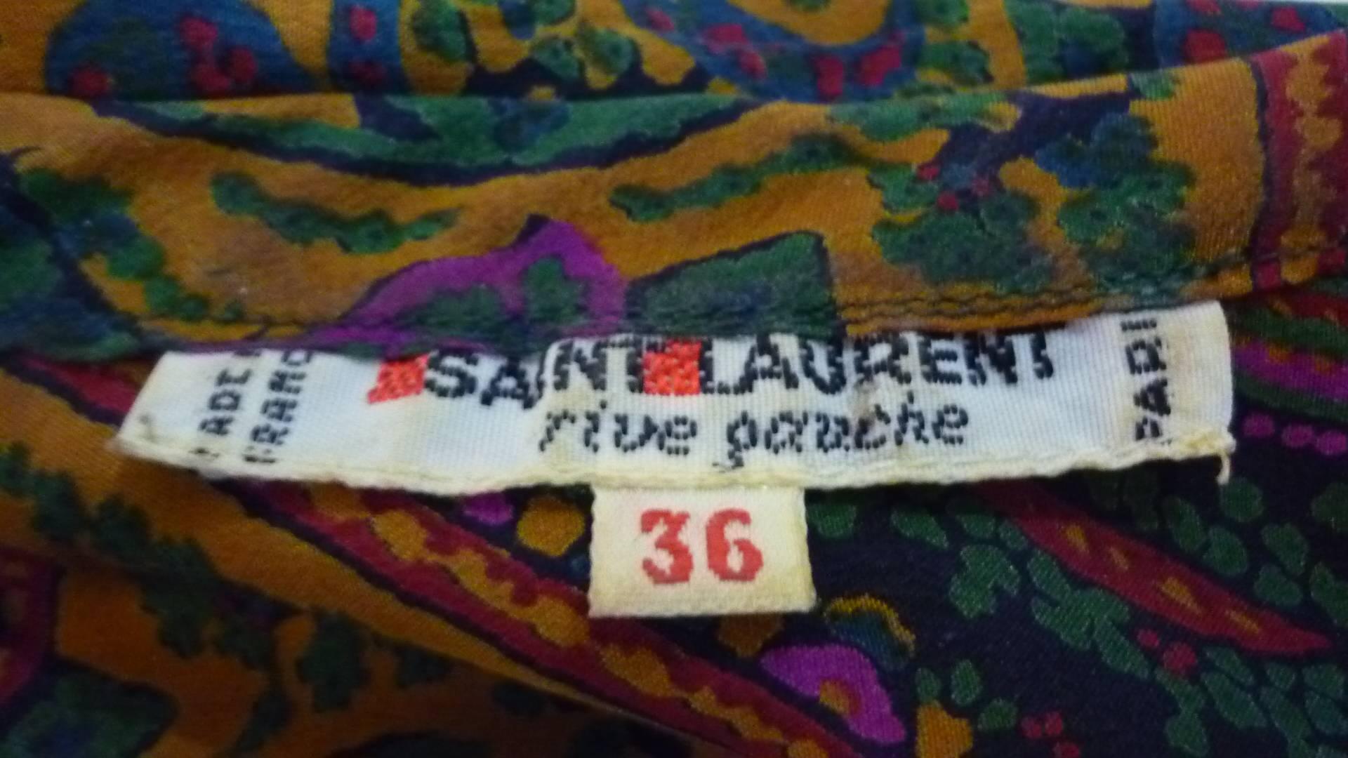 Women's 1980s Yves Saint Laurent RG Silk Paisley Blouse 36 Fr