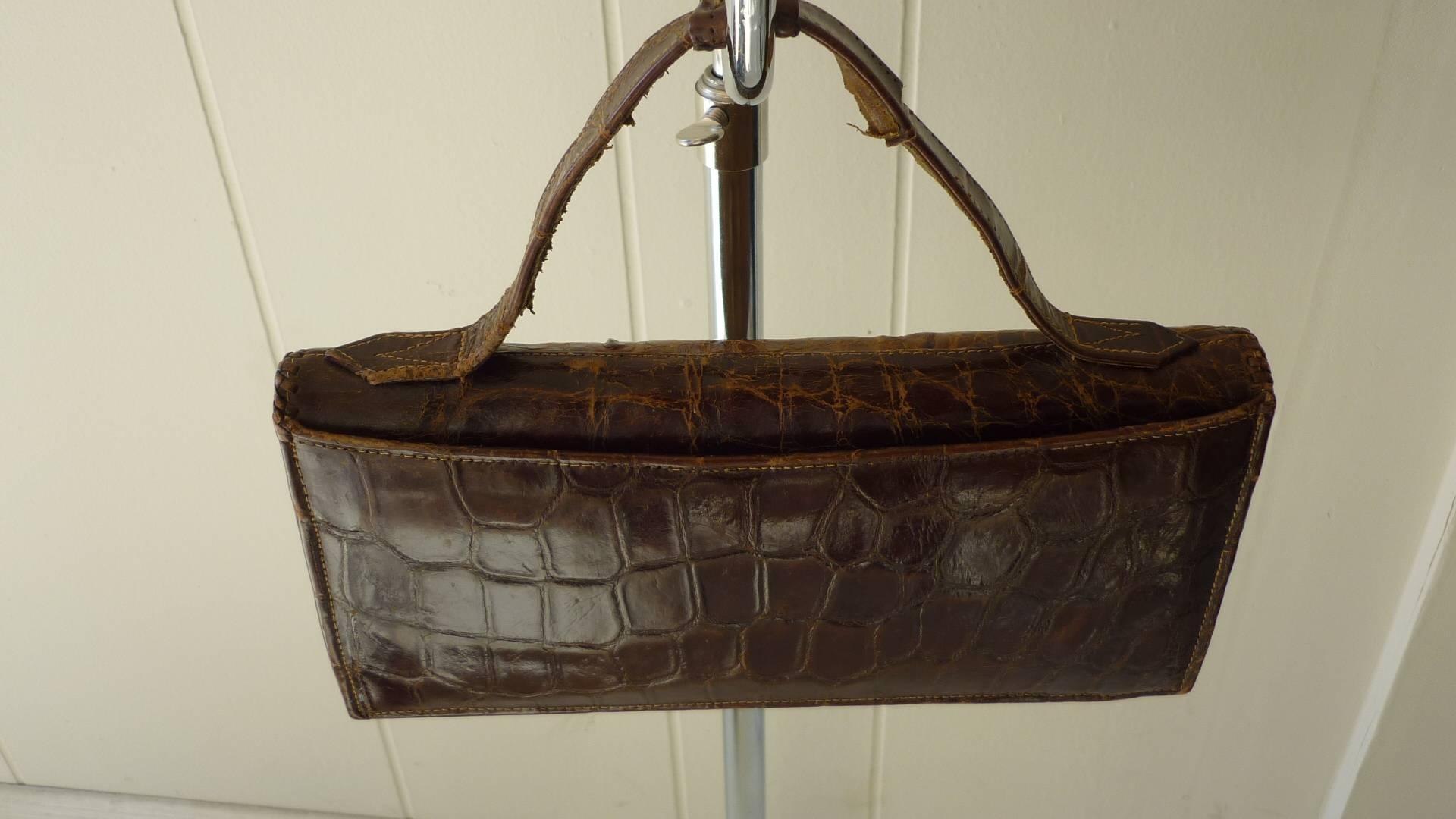 Black 1930s Alligator Handbag
