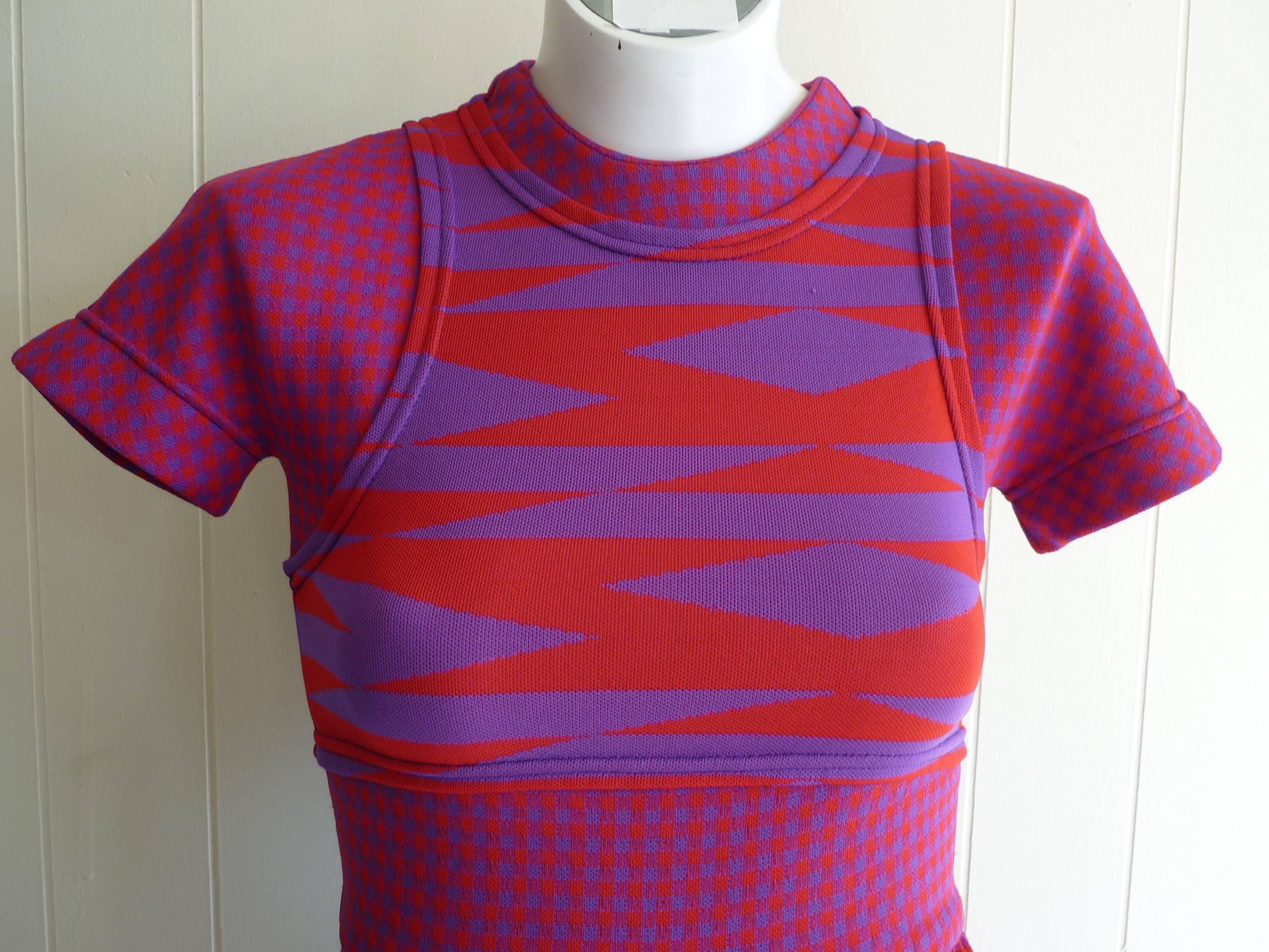 Purple Early 1970s Rudi Gernreich OpArt Mini/Skater Dress