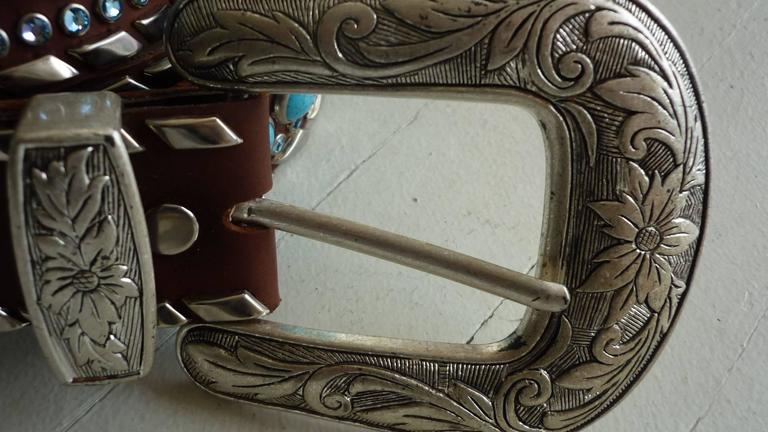 Kippys Tan Western Belt with Turquoise Stones - 34 display picture 1