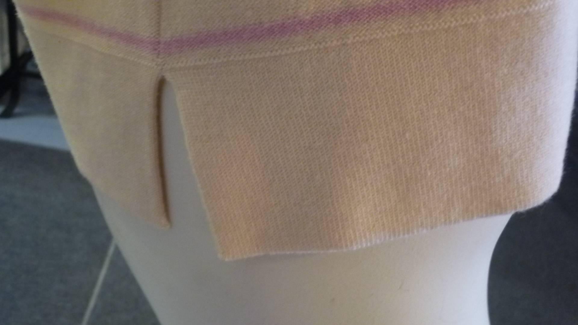 Sonia Rykiel Cream with Pink Stripes Wool Sweater (42 ITL) In New Condition In Port Hope, ON