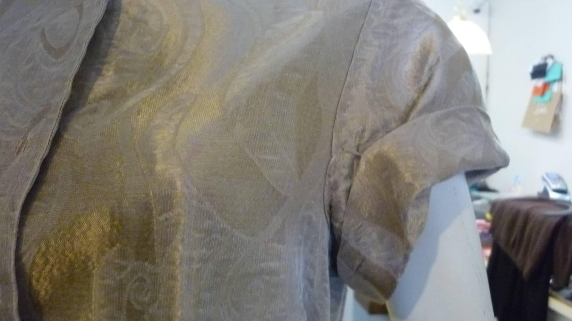 2008 S/S Alberta Ferretti Metallic Gold gemustertes Kleid (44 Itl) (Grau) im Angebot