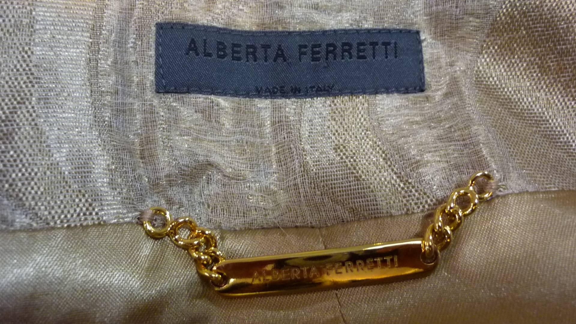 2008 S/S Alberta Ferretti Metallic Gold gemustertes Kleid (44 Itl) im Angebot 1