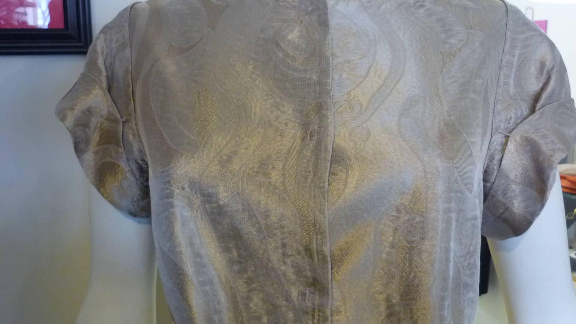2008 S/S Alberta Ferretti Metallic Gold gemustertes Kleid (44 Itl) Damen im Angebot