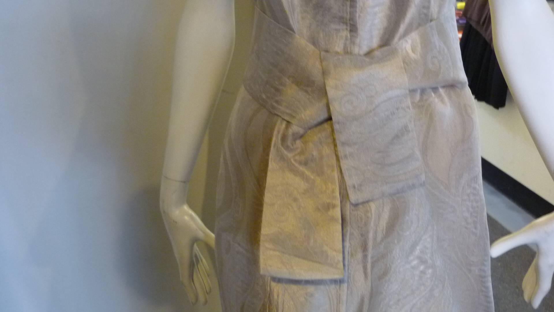 2008 S/S Alberta Ferretti Metallic Gold Patterned Dress (44 Itl) In Excellent Condition For Sale In Port Hope, ON