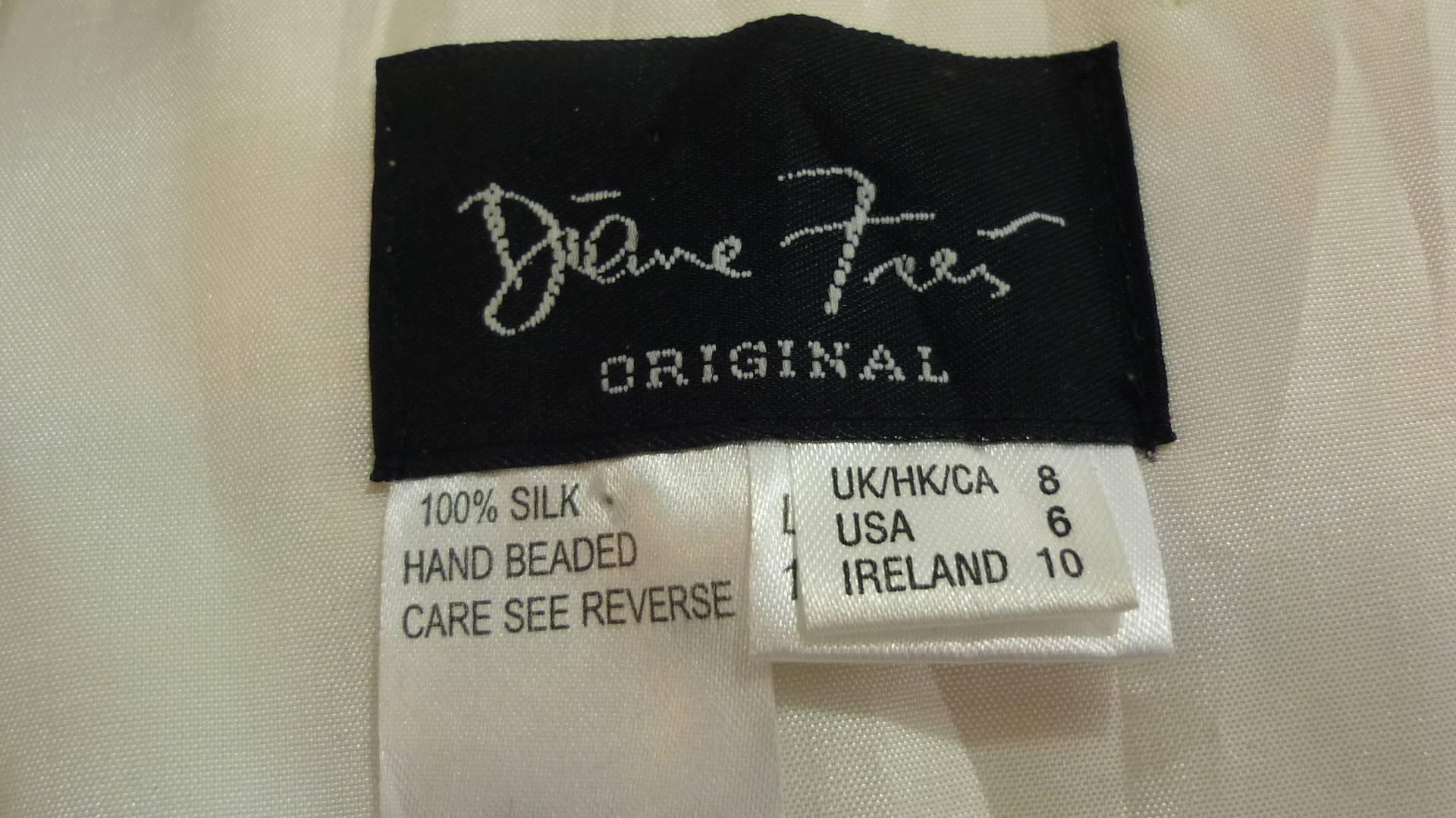 Women's Beautiful 1980s Diane Freis Strapless Silk Embellished Dress (6 US)