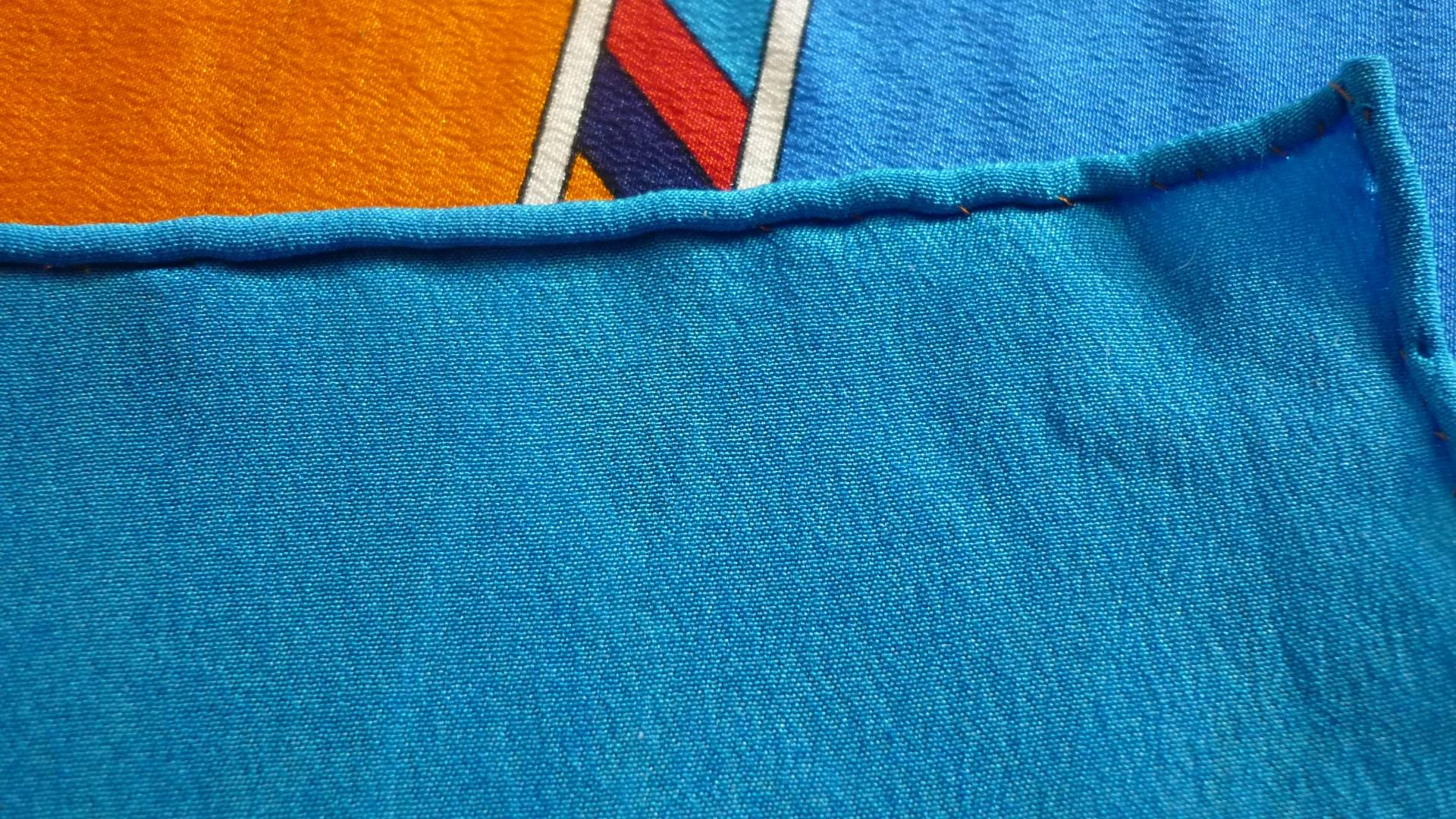 1970s Yves Saint Laurent Neon Color Block Silk Scarf In Good Condition In Port Hope, ON