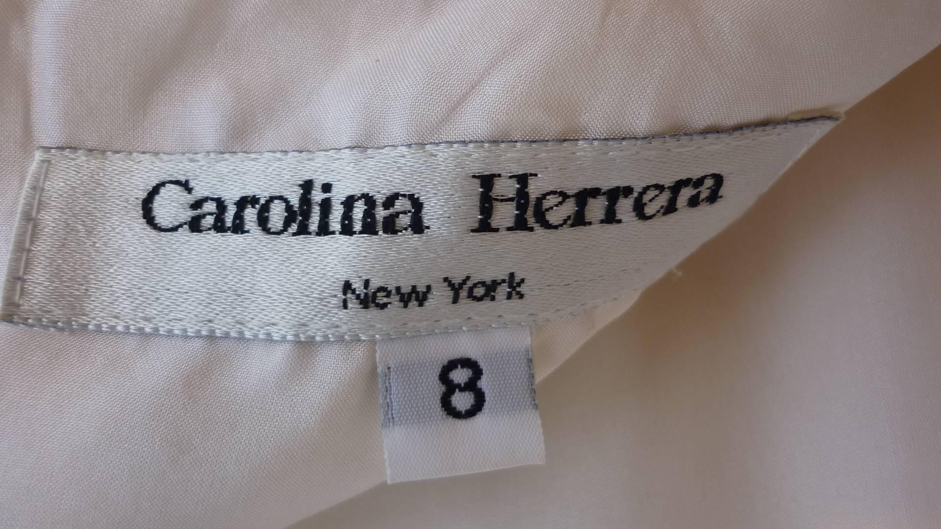 Carolina Herrera Cream and Black Tiered Silk Cocktail Dress 8US 1