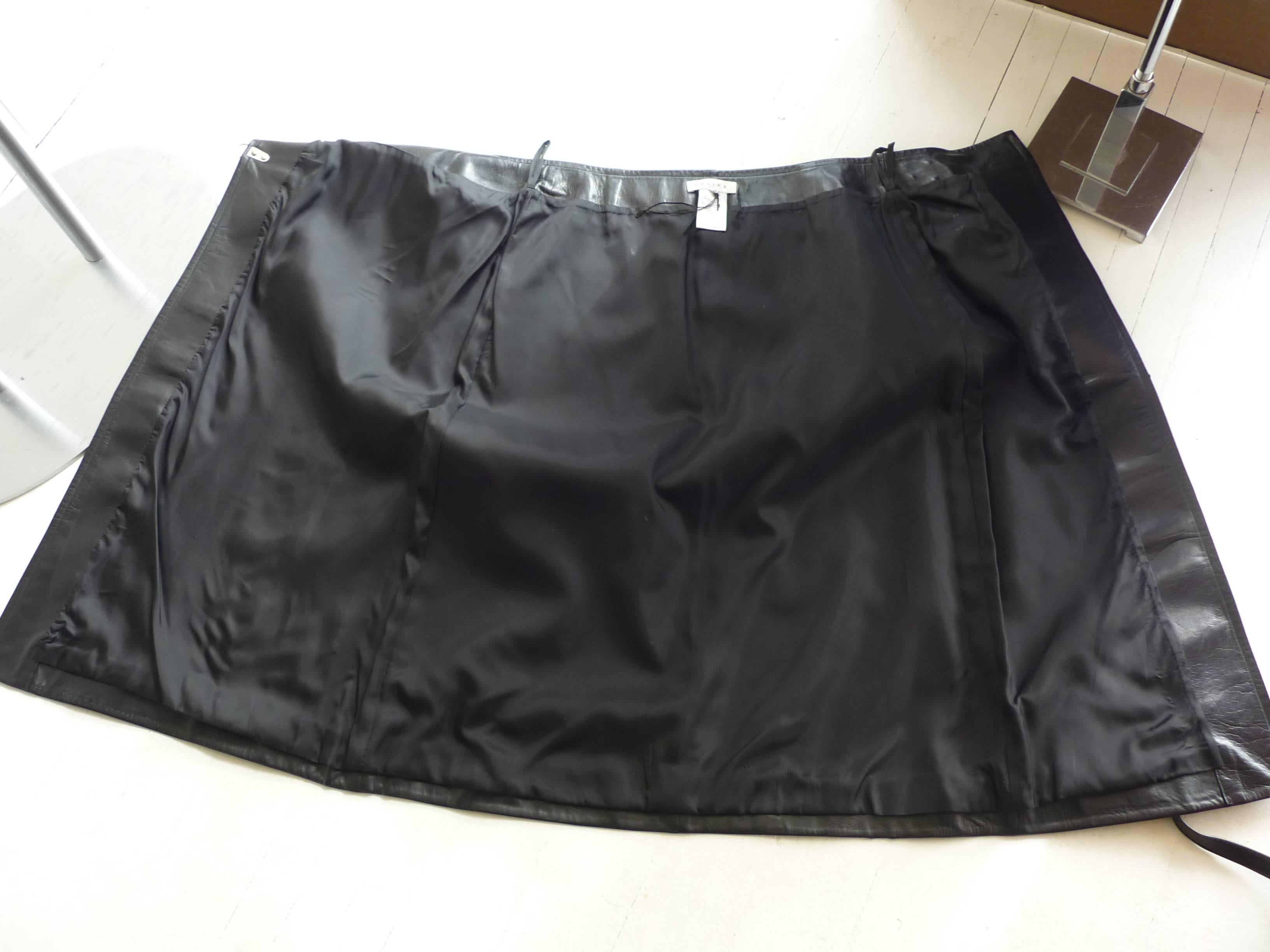 Fabulous Celine Black Lambskin Wrap Skirt (38 Fr) Never Worn In New Condition In Port Hope, ON