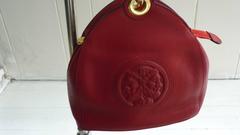 1990s Unusual Red Leather Fendi Handbag with Janus Roman Heads Medallion