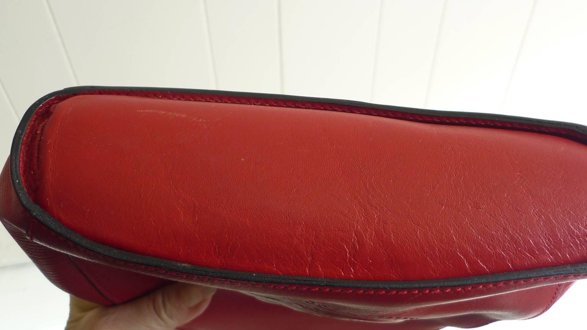 1990s Unusual Red Leather Fendi Handbag with Janus Roman Heads Medallion 5