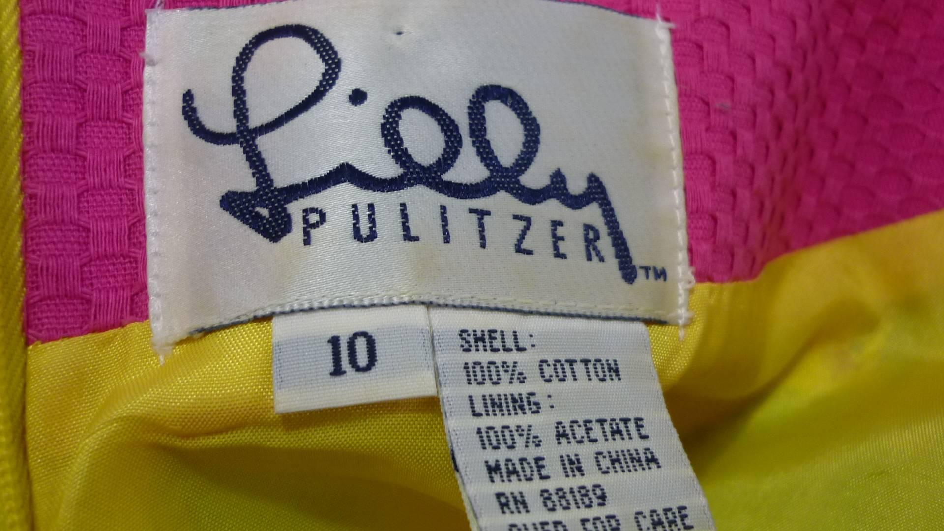 1990s Lilly Pulitzer Bold Waffle Cotton Dress 10 US In Excellent Condition In Port Hope, ON