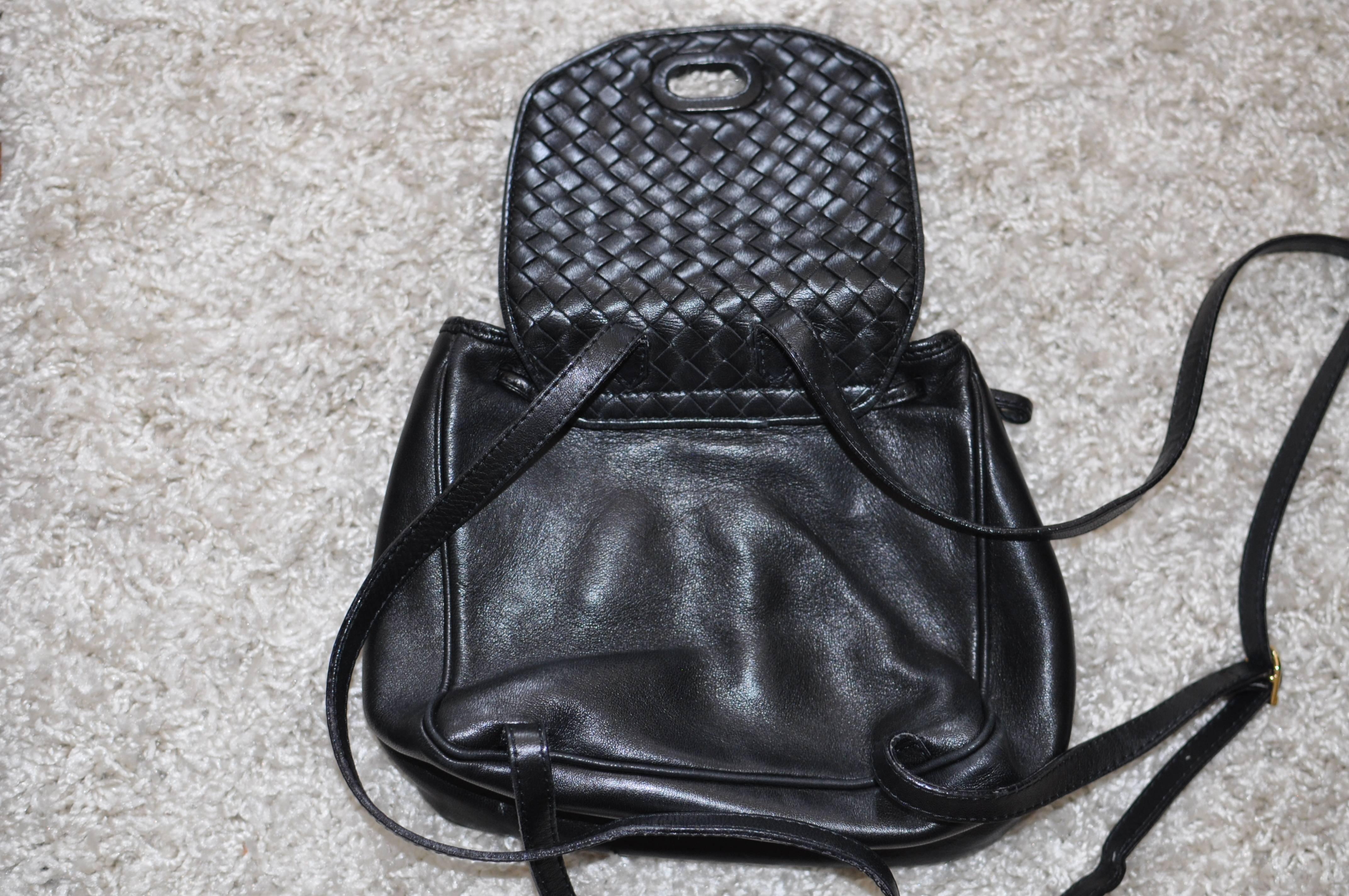 Women's or Men's Bottega Veneta Vintage Black Intrecciato Leather Mini Backpack