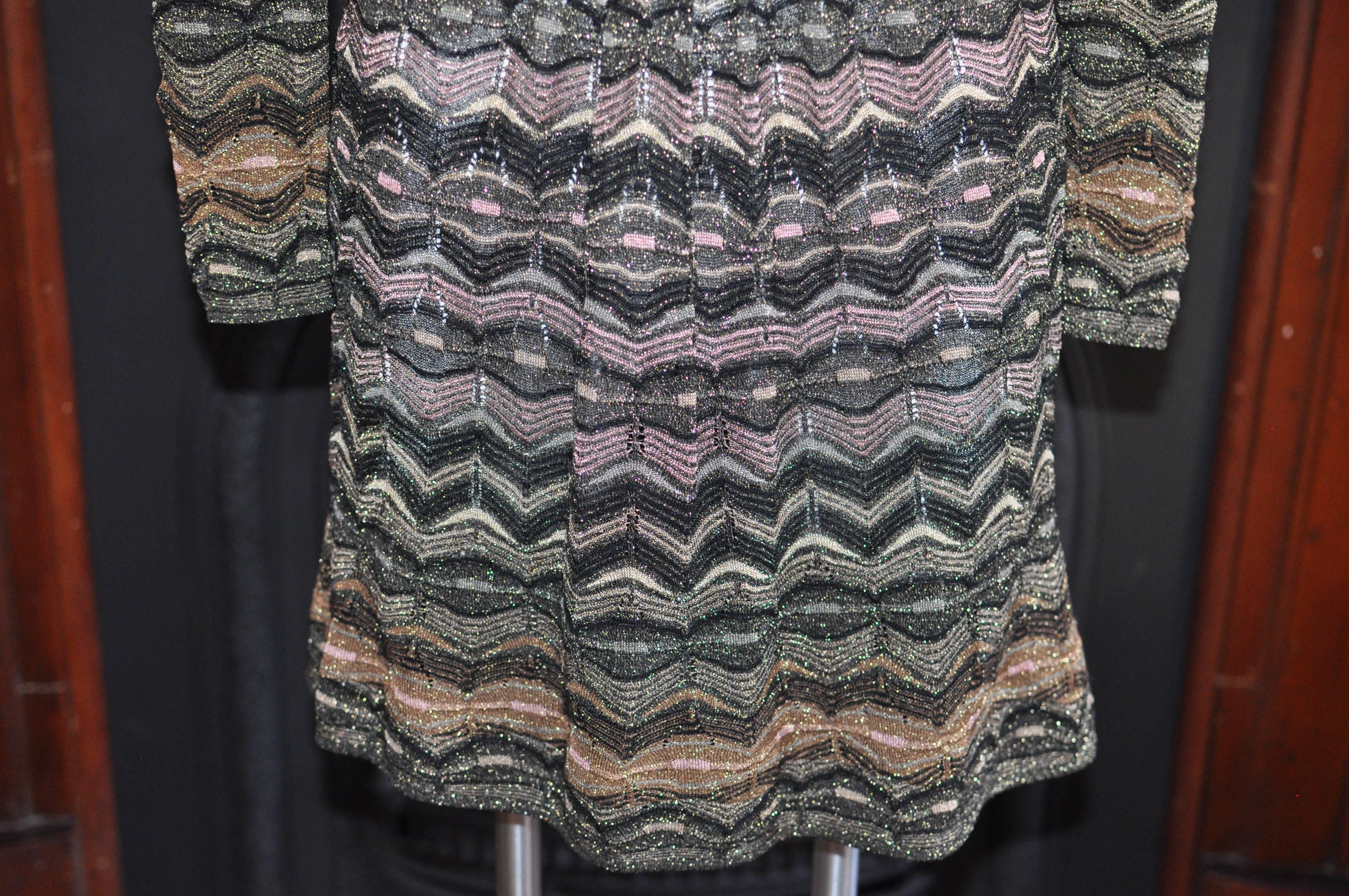 Women's M Missoni Metallic Multi Hued Zigzag Dress (S)