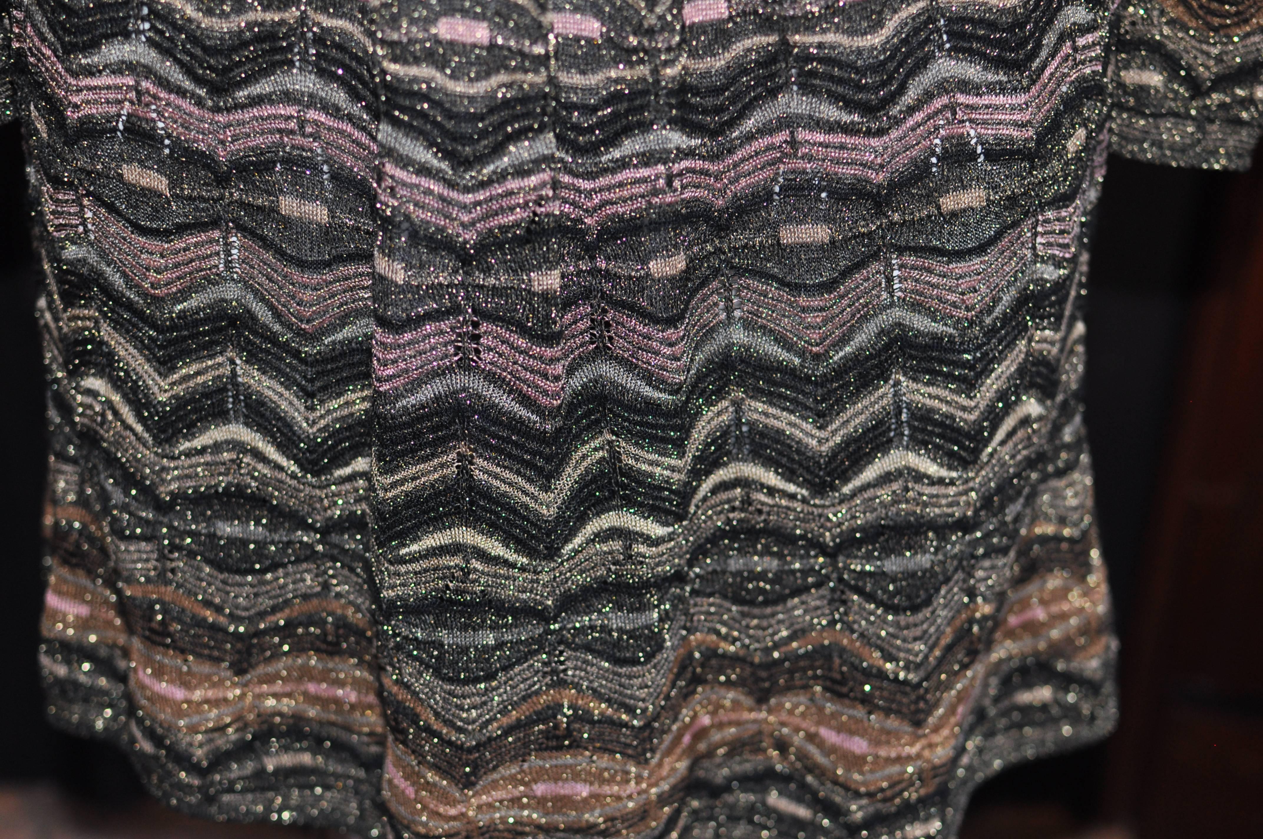 M Missoni Metallic Multi Hued Zigzag Dress (S) 2