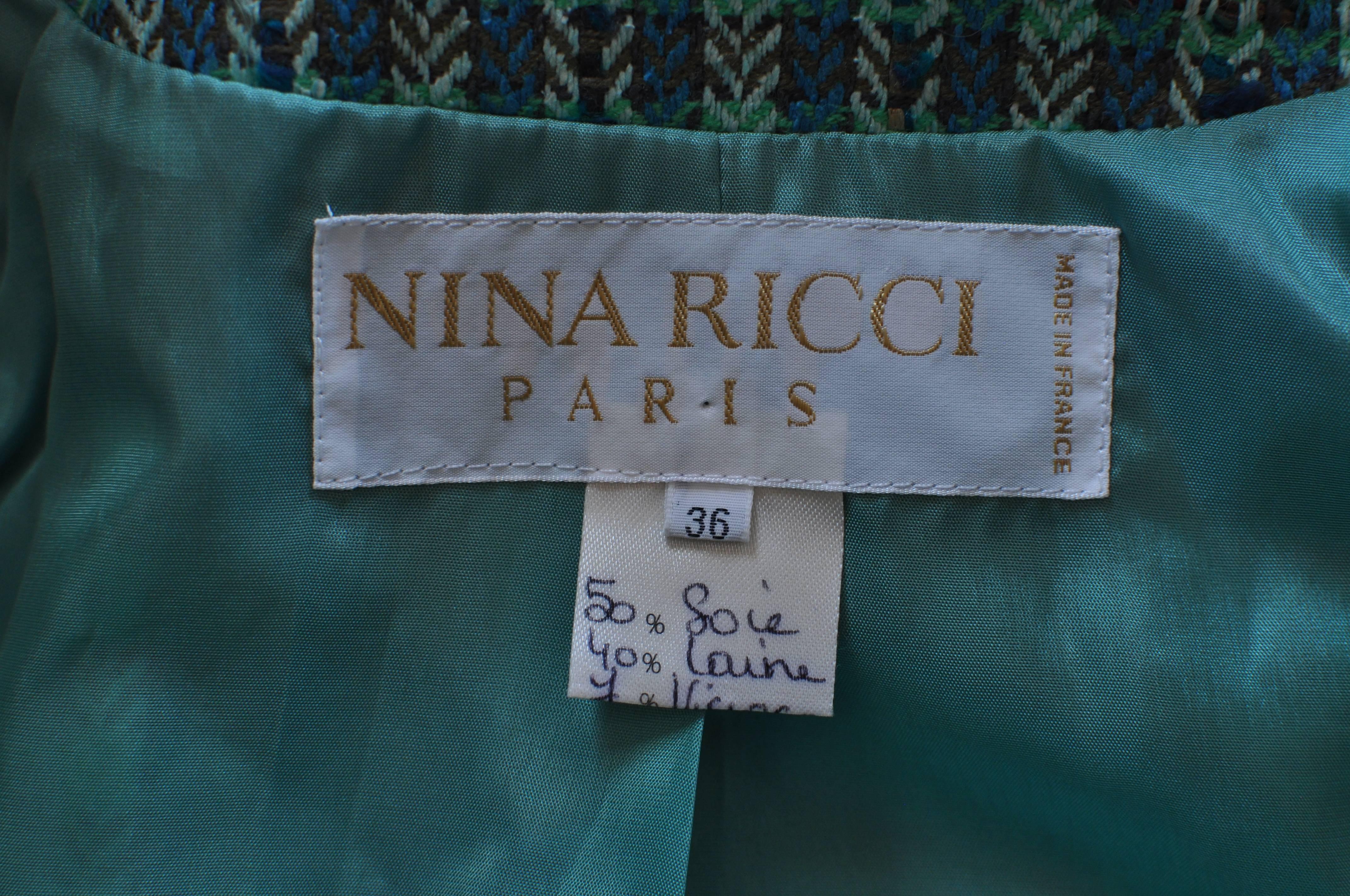 Women's 1980s Nina Ricci Silk/Wool Tweed Jacket 36Fr