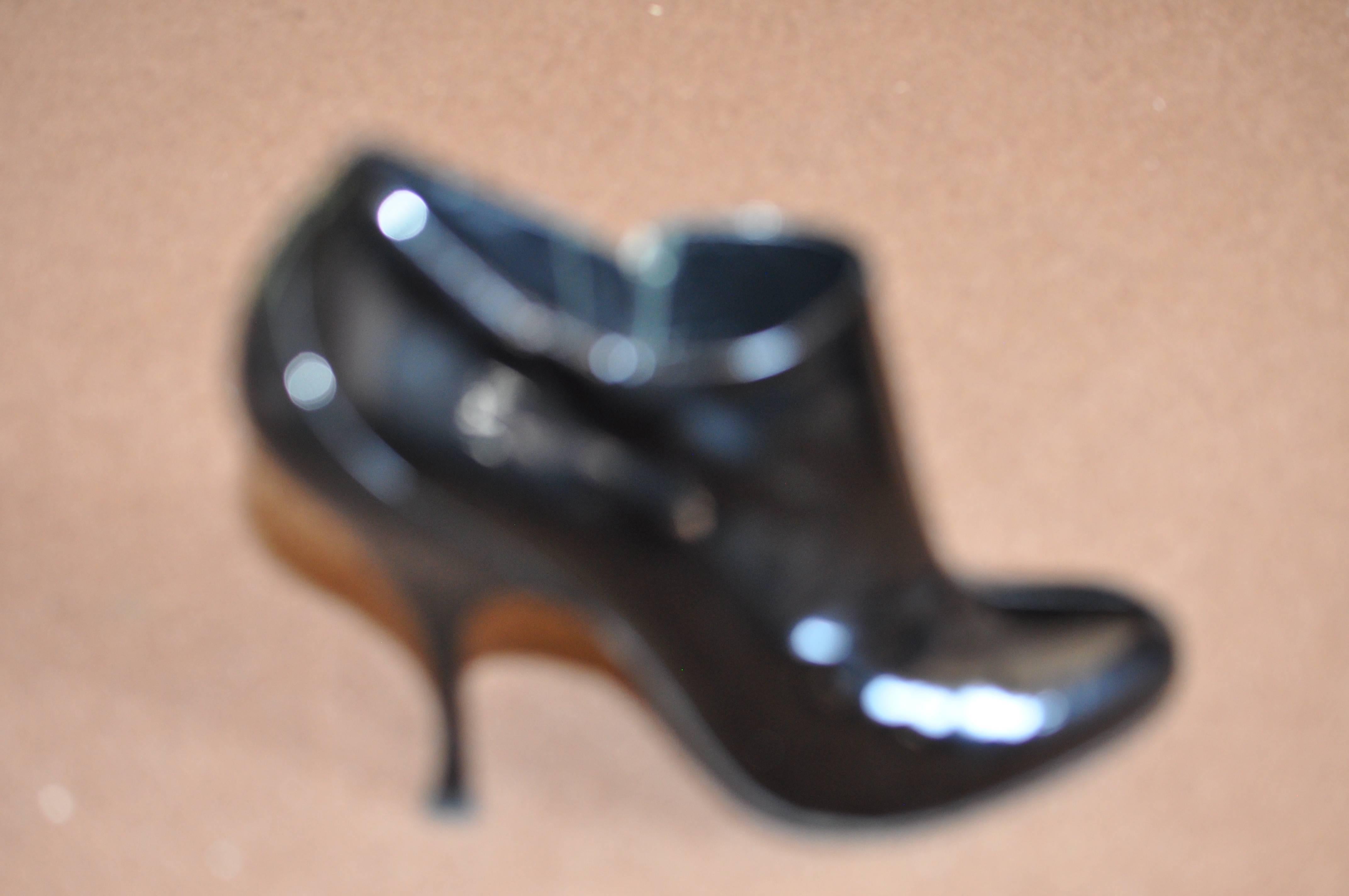 Miu Miu Black Patent Leather Ankle Booties  In Excellent Condition In Port Hope, ON