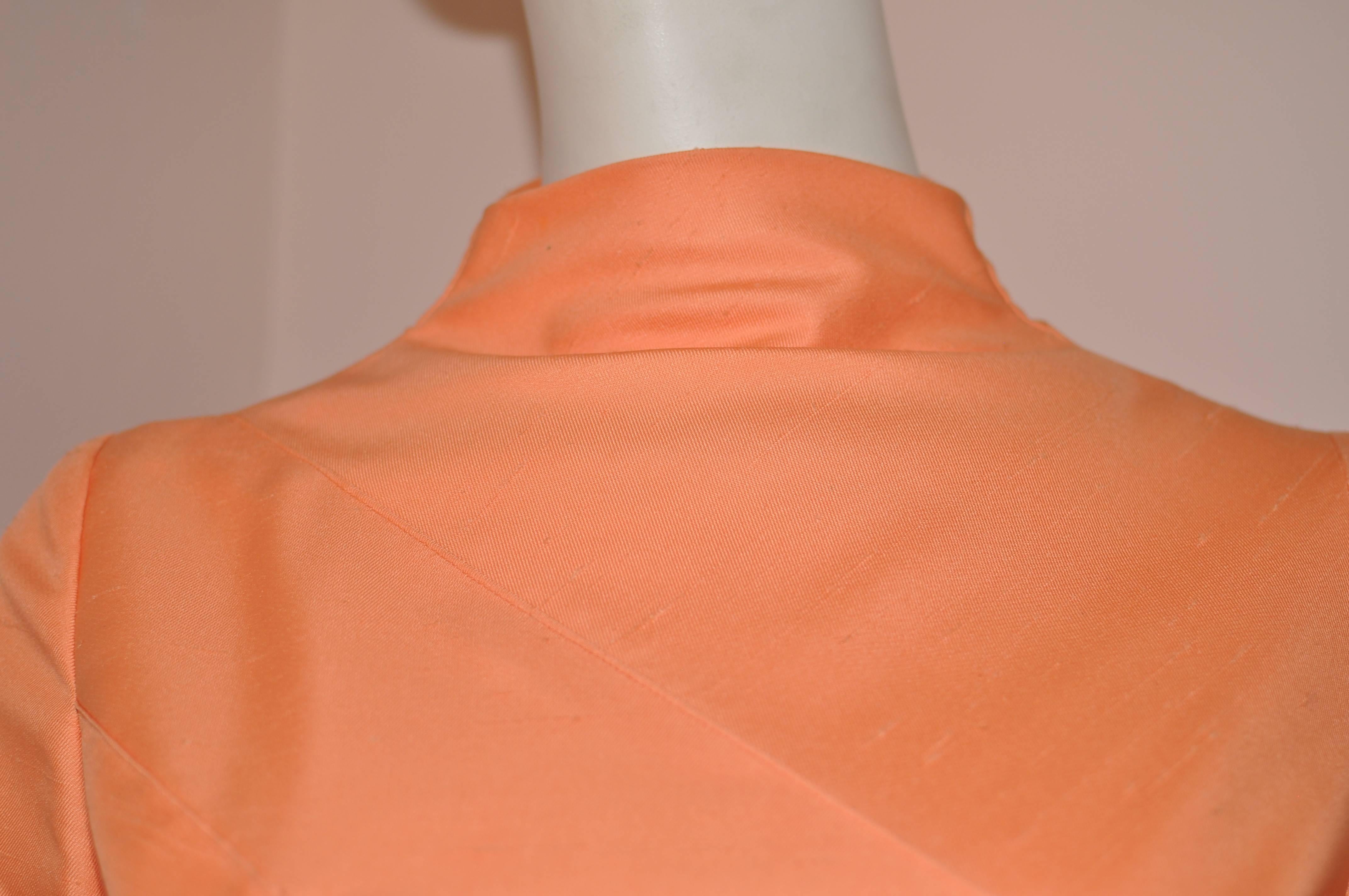 Orange Vintage Peach Raw Silk Dress with Belt