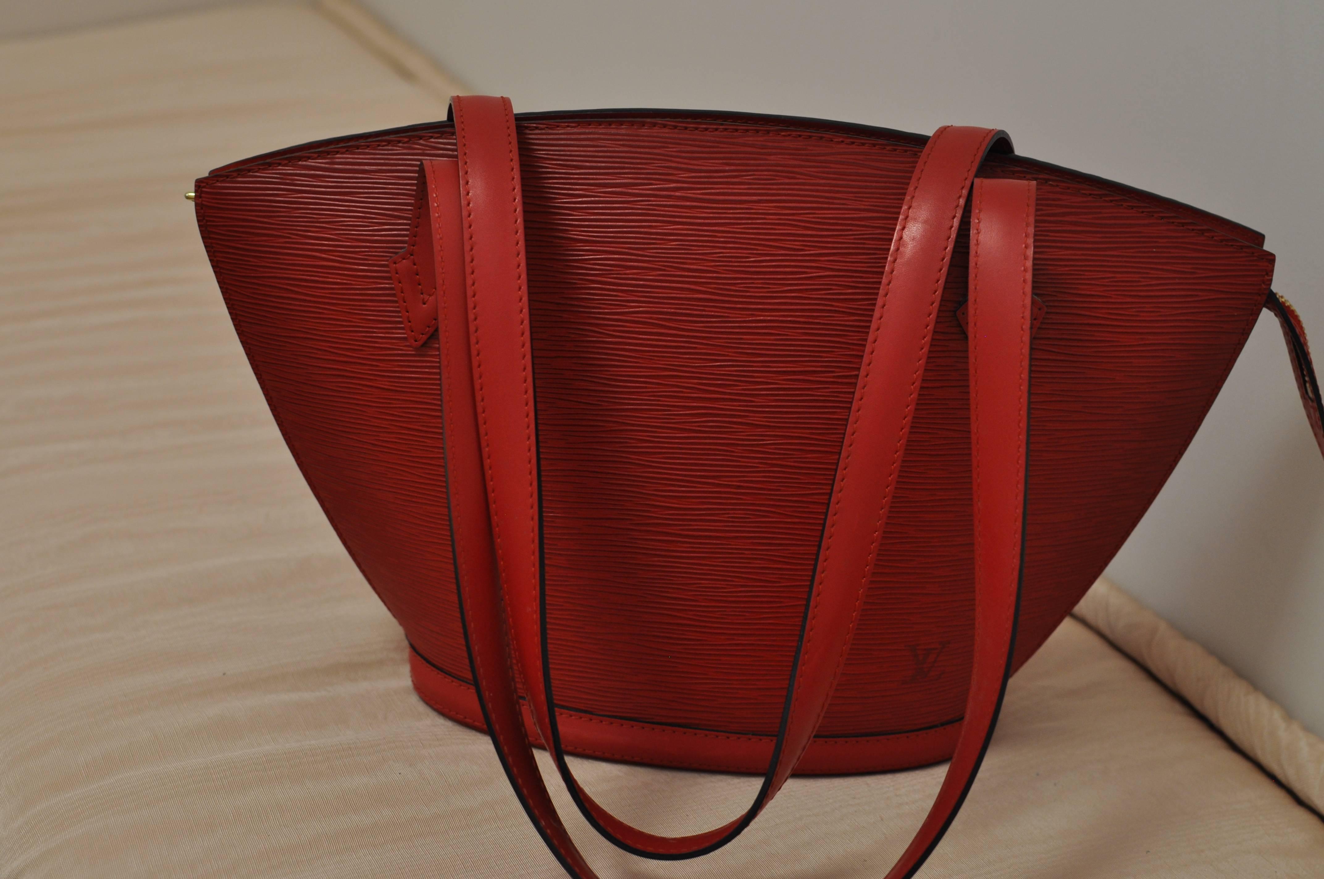Women's 2000 Louis Vuitton Red Epi Saint Jacques Medium Handbag with Dust Bag 