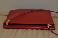 Salvatore Ferragamo Firenze Red and Black Leather Envelope Crossbody / Clutch