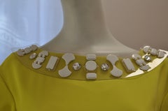 Schumacher Canary Yellow Dress with Detachable Embellished  Collar